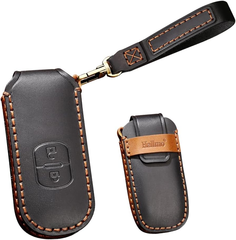 Leather Key Fob Cover Fit for Mazda CX-3 CX-4 CX-5 Keychain Smart Remote Key Case Key Shell Protector 2 Button Brown image number 2