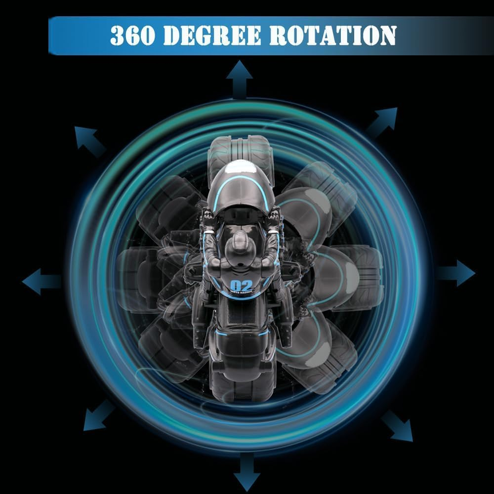 B-Qtech RC Motorcycle, 2.4G Kids Remote Control Motorcycle Children'S Stunt Spinning Toy Car, 360&deg;Rotating Motorcycle, Air Gesture Car Off-Road 2.4Ghz High Speed Rotation Drift image number 5