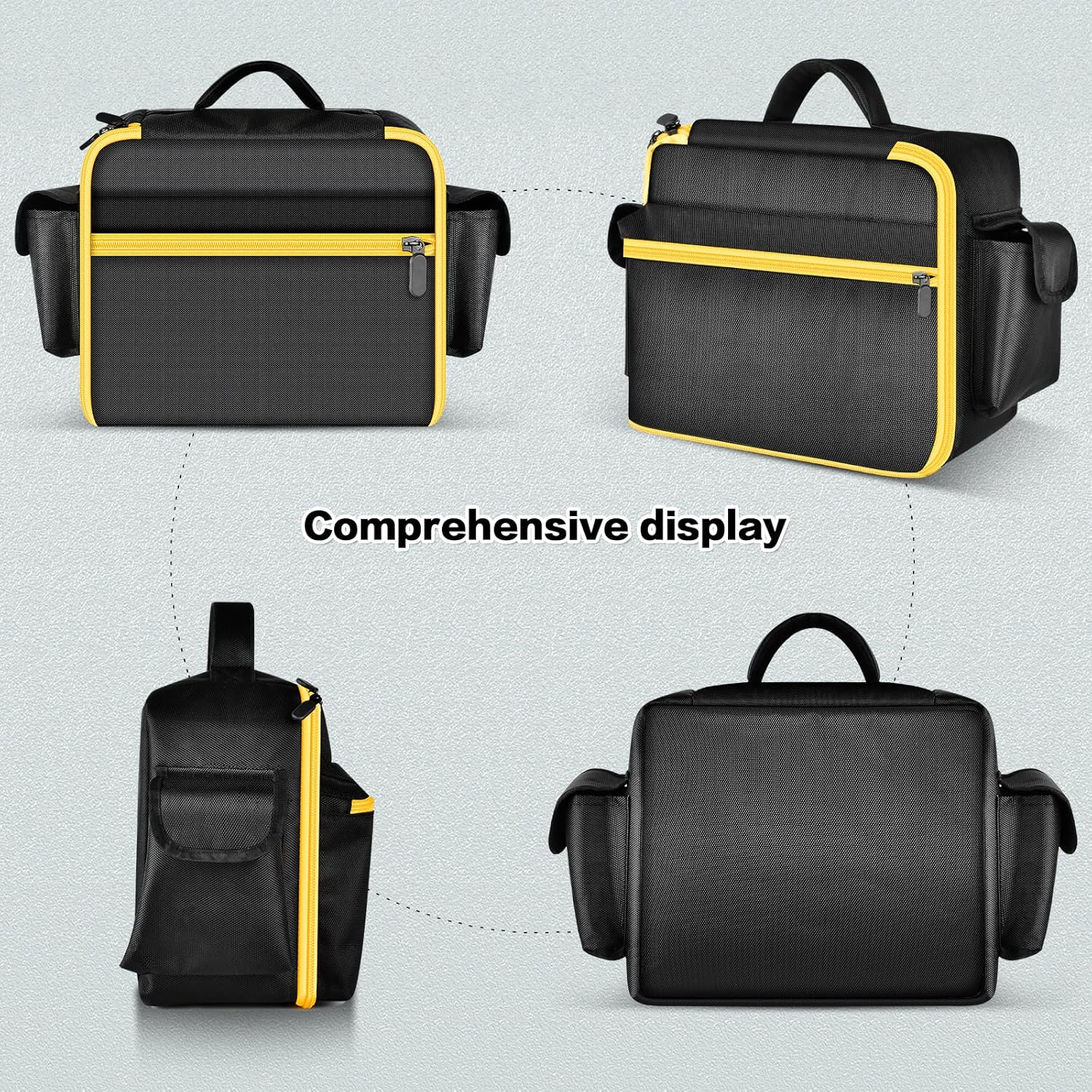 Air Compressor Bag Case Compatible with DEWALT 20V MAX Tire Inflator DCC020IB, Cordless Tools Storage Holder Organizer with Pocket for Battery Pack and Charging Kit -Inner Yellow (Box Only) image number 3