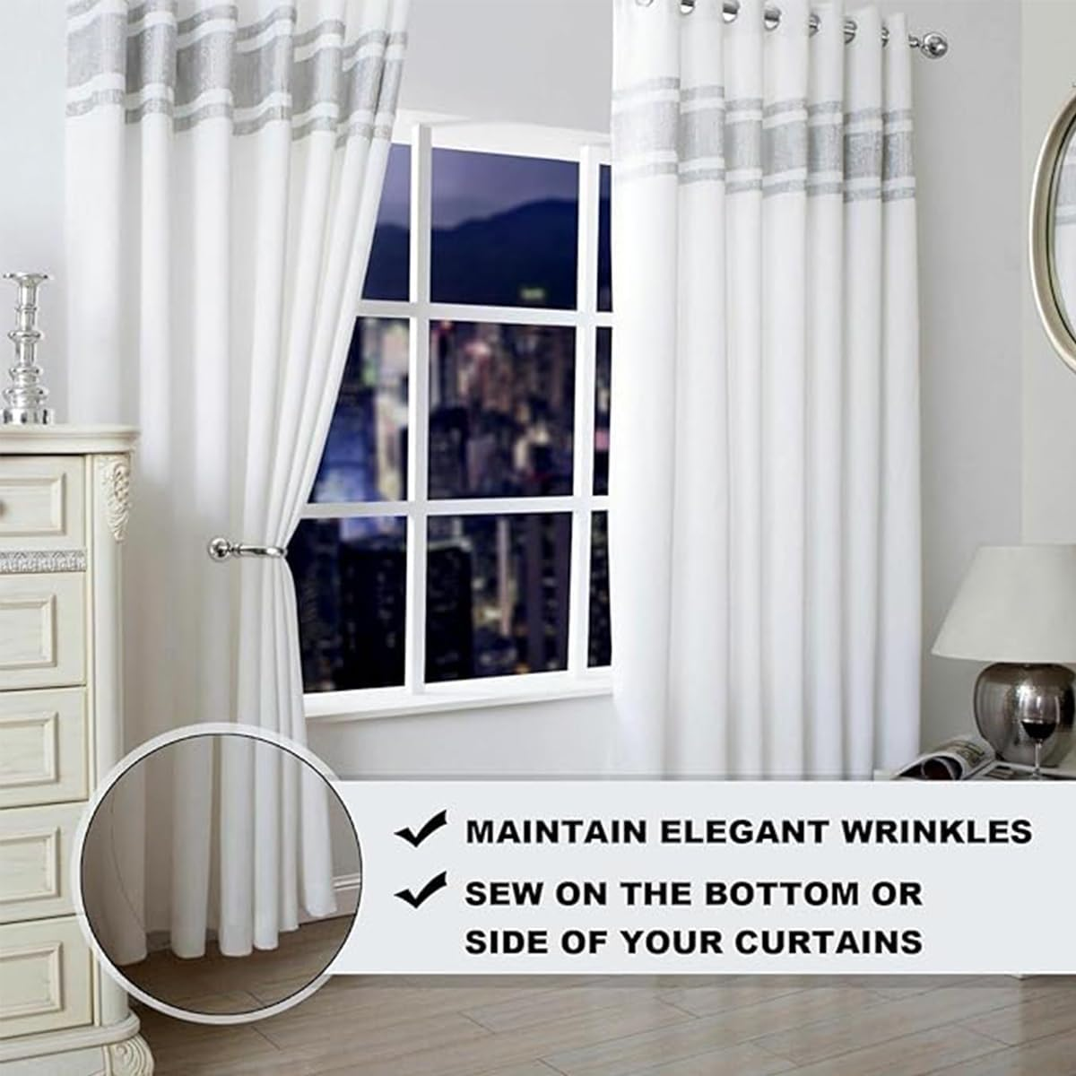 6.5Yard Curtain Weight Rope, Drapery Weights Tape,Diy Length Curtain Accessories,Heavy Drapery Weights for Outdoor Indoor Tulle Fabrics, Weighted Lead Rope Increase Curtain Weight image number 6