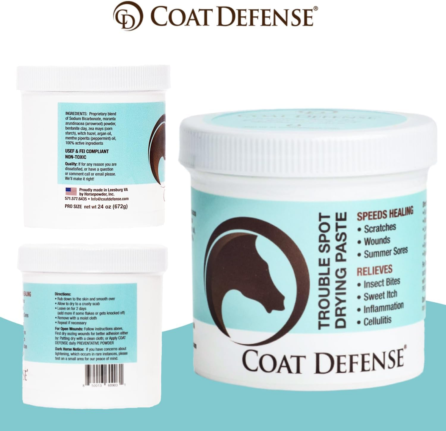 COAT DEFENSE Trouble Spot Drying Paste for Horses - Natural Equine Wound Care That Provides Safe & Effective Relief from Scratches, Sweet Itch, Summer Sores, Proud Flesh, Mud Fever, Girth Rot (10 Oz) image number 4