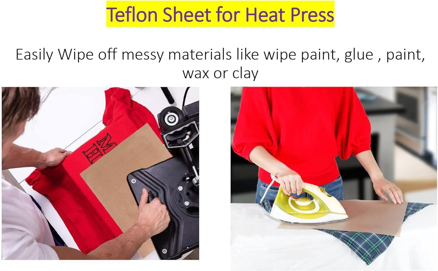HADI 5 Pack PTFE Teflon Sheet for Heat Press Transfer Sheet Non Stick 16 X 20" Heat Transfer Paper Reusable Heat Resistant Craft Mat - Food Grade Materials- Non Stick and Easy to Clean image number 3