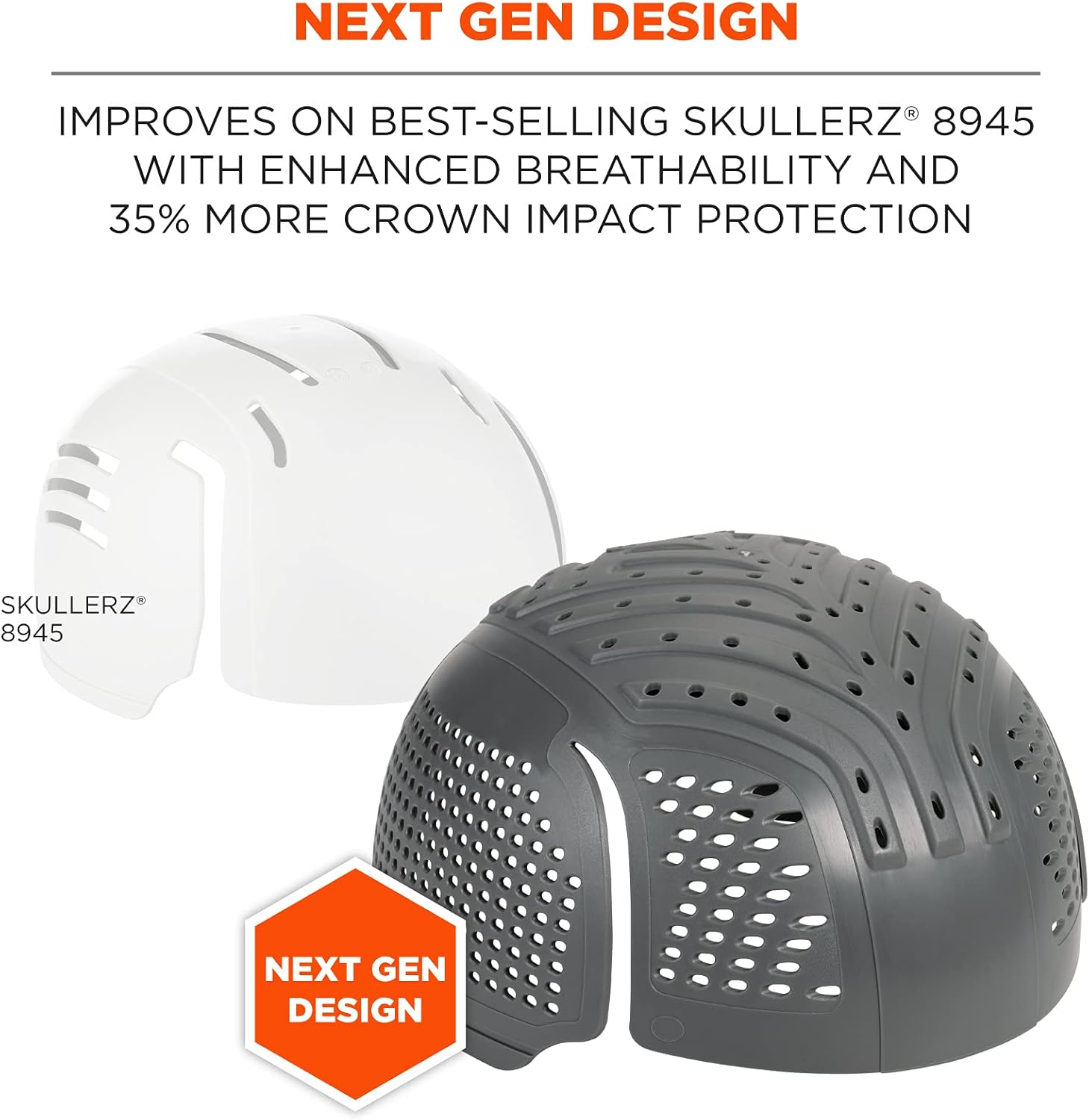 Ergodyne Skullerz 8945F(X) Universal Bump Cap Insert with Extra Venting, Fits into Any Baseball Hat, Charcoal image number 6