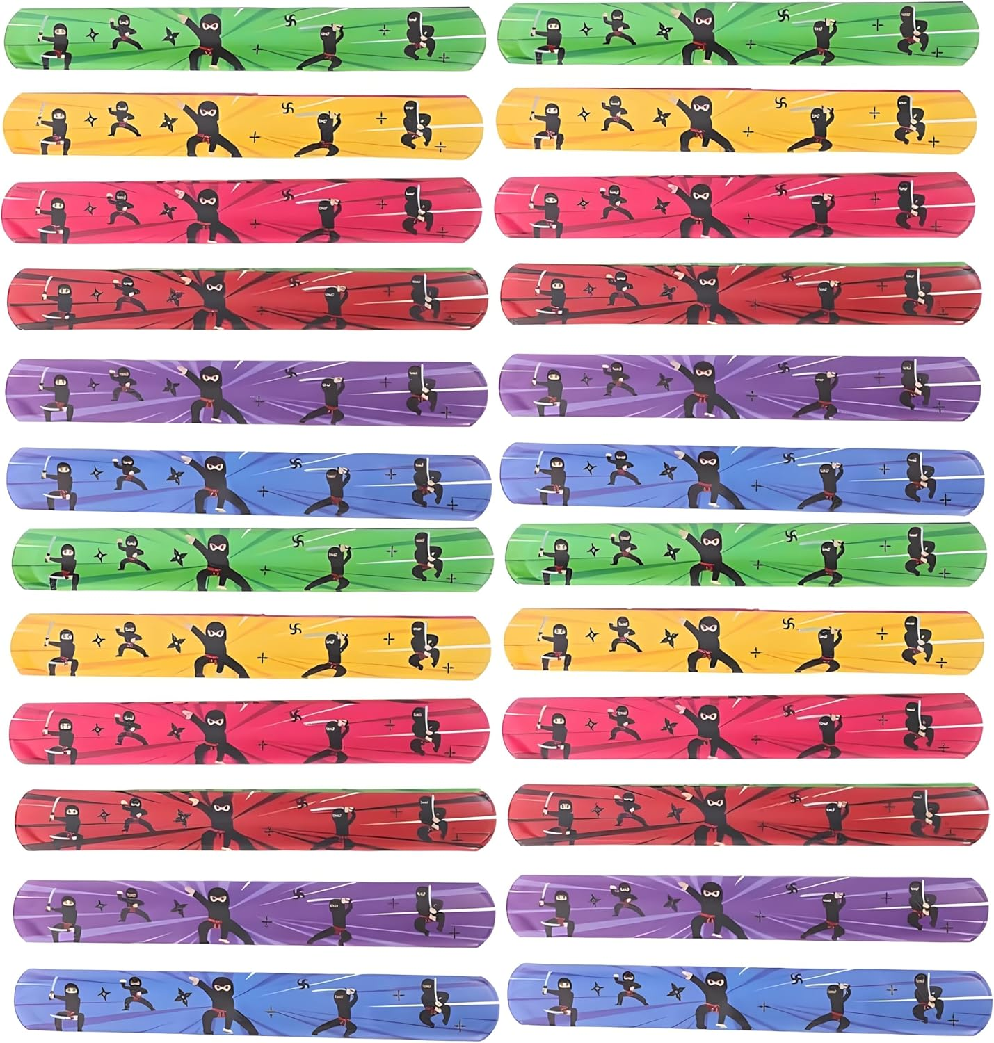 Ninja Themed Pat Ring Slap Bracelets,Ideal Halloween Party Supplies, Candy Bracelets, and Party Favors in PVC(24PCS) image number 1