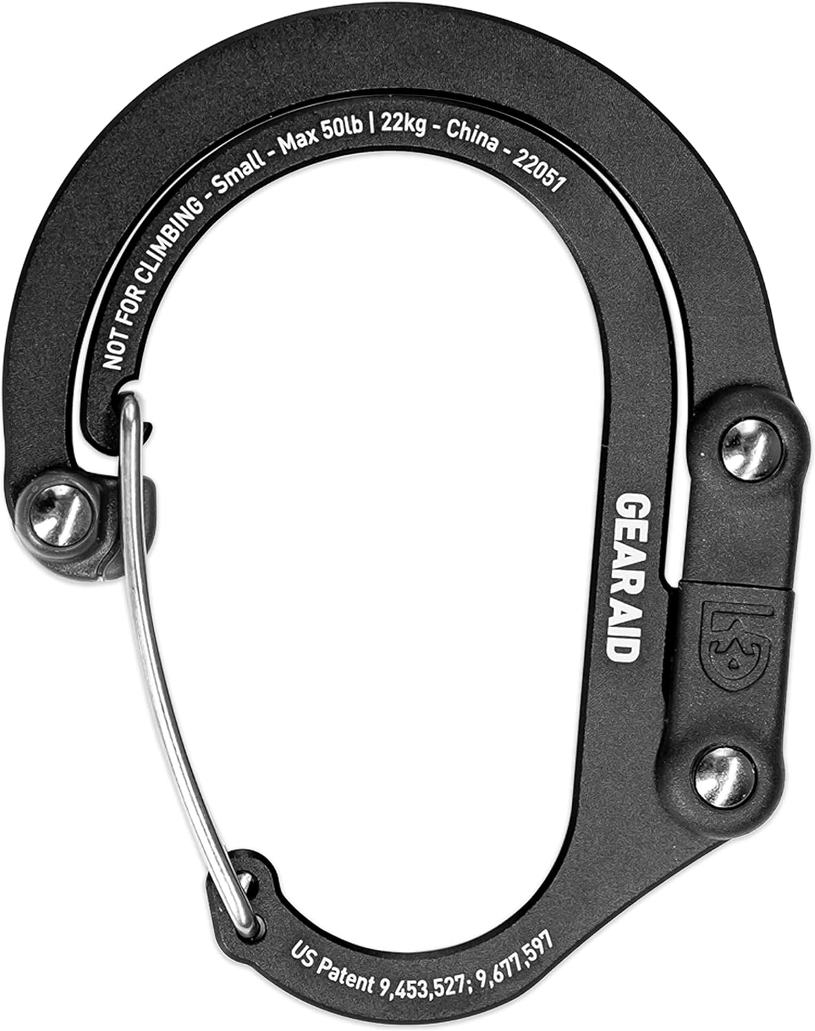 GEAR AID HEROCLIP Carabiner Clip and Hook (Small) for Purse, Stroller, and Backpack, Stealth Black, 2 Pack image number 1