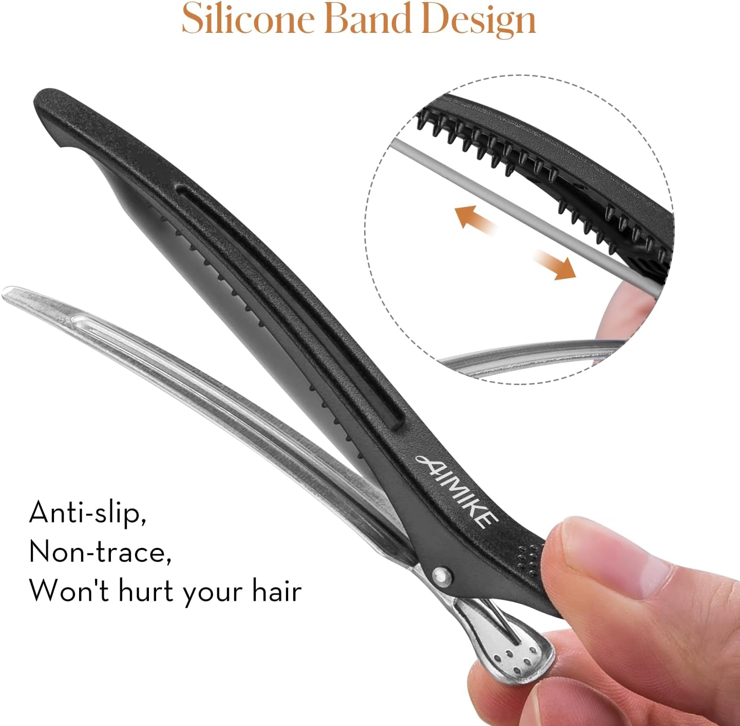AIMIKE 12 Pack Hair Clips for Styling and Sectioning - Non-Slip with Silicone Band, No-Trace for Thick and Thin Hair - Professional Salon image number 5