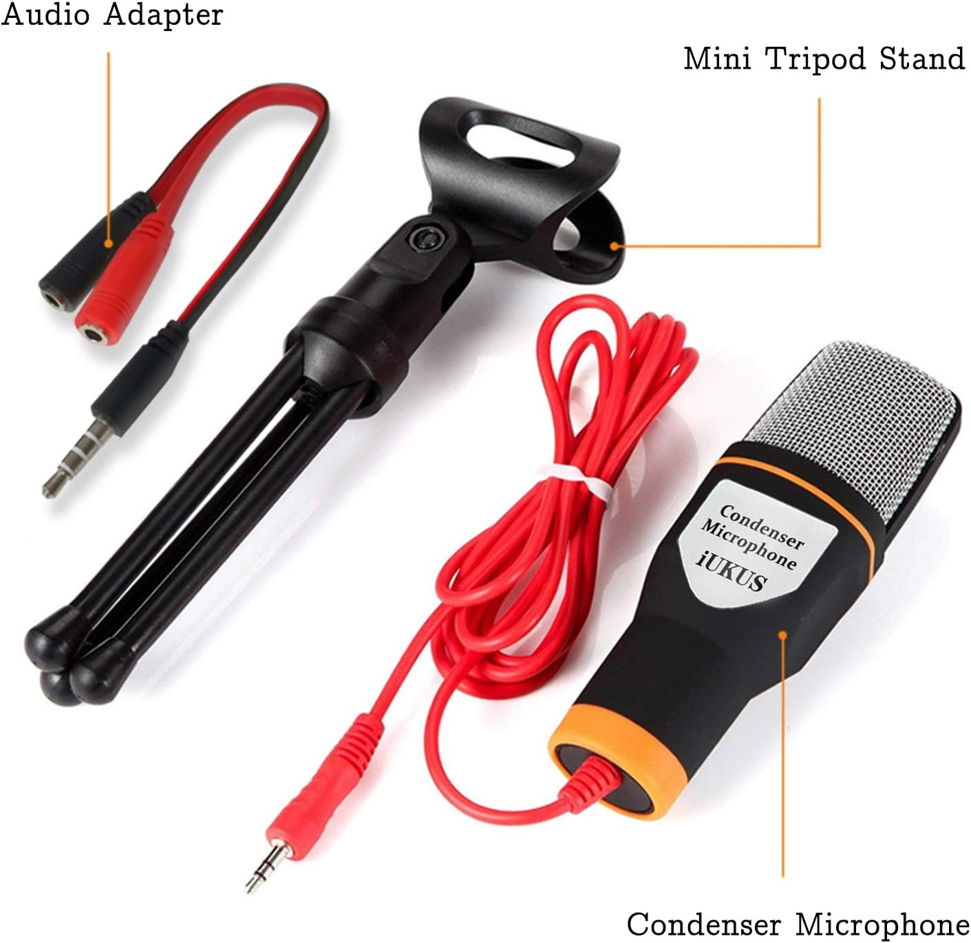 PC Microphone with Mic Stand, Professional 3.5Mm Jack Recording Condenser Microphone Compatible with PC, Laptop, Ip@D, Iph0Ne, Mac-Recorder Singing Youtube Skype Gaming (3.5Mm PC Microphone) image number 5