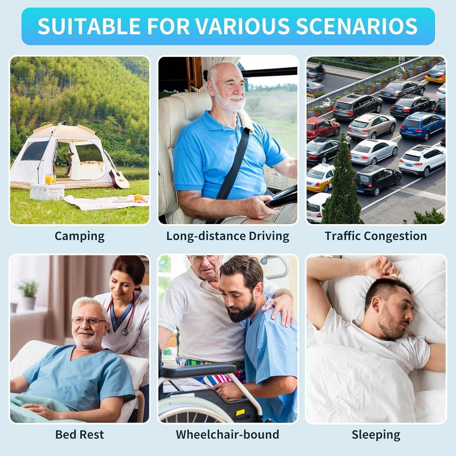 Portable Urinals for Men Spill Proof 2000Ml/0.53 GAL with 60" Long Hose and Lid, Men Urinal Bottle Reusable Male Pee Bottle for Elderly, Hospital, Travel, Camping, White image number 5