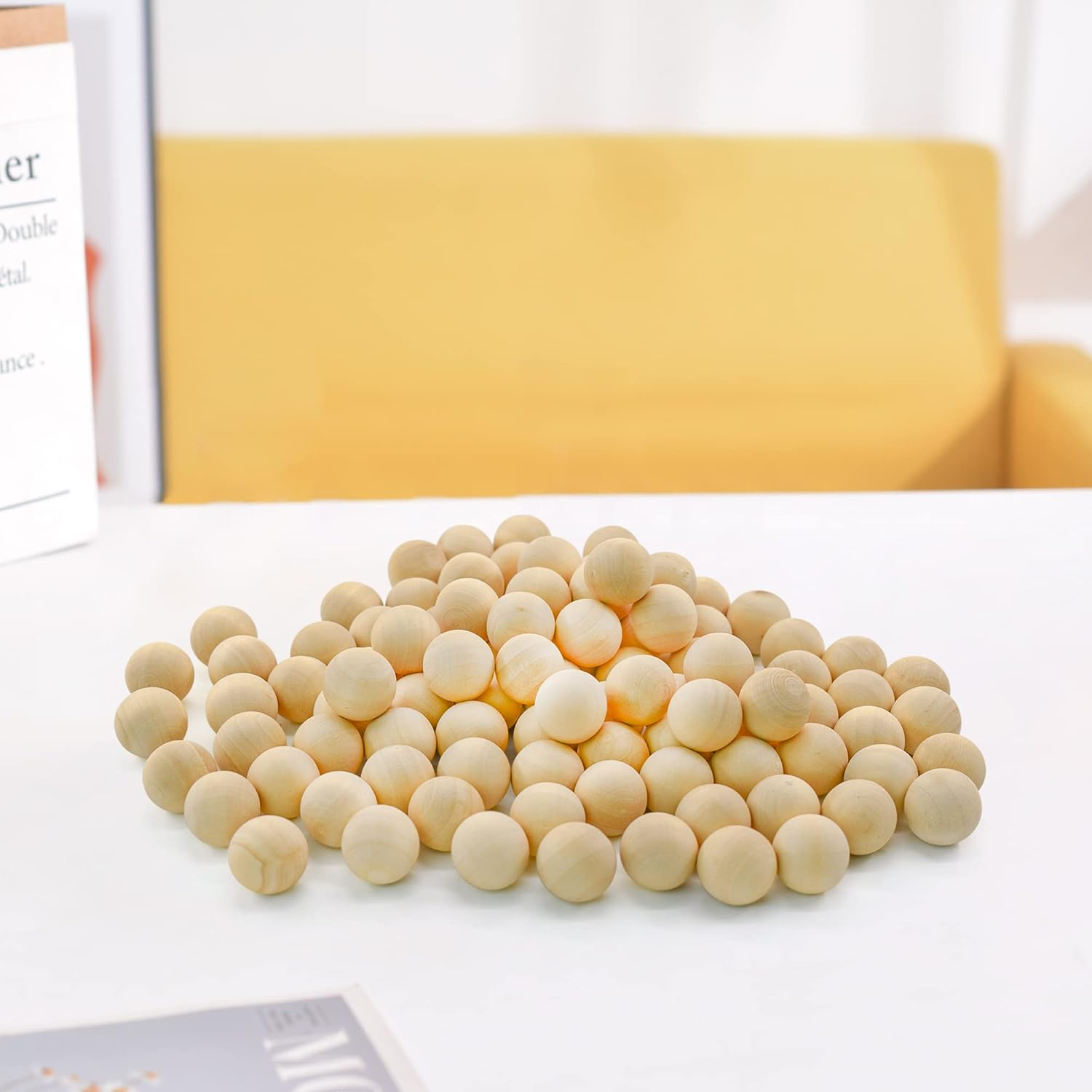 Enkrio 100Pcs Unfinished Wooden Balls 3/4Inch round Wooden Balls Small Craft Wood Balls for Home DIY Crafts image number 1
