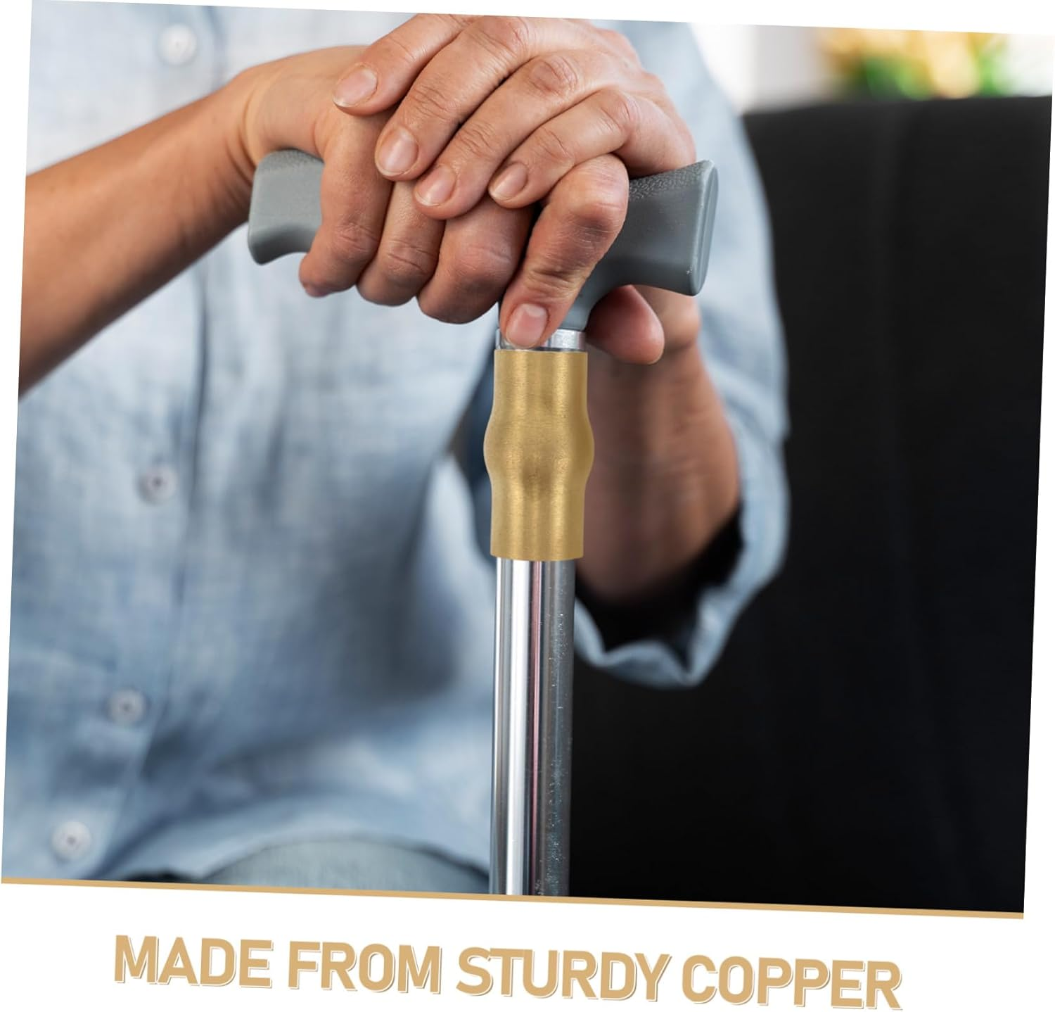 3 Sets Copper Slip Cane Connector Set for Seniors DIY Replacement Walking Stick Joint Accessories with Brass Parts Secure Grip Ferrule for Safe Mobility image number 3