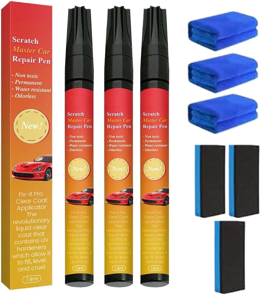 3Pcs Car Pen Clear Coat Application for Car Scratch Repair Remover Sealer Filler Clear Activated Car Accessories Repair,Auto Kit,Fix for Pen,Car Brushes,Car Remover,Car Black,Automotive up Bru