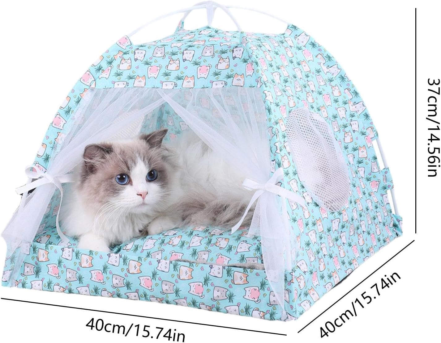 Pet Tent for Cats | Portable Cat Cave Tents - Pet Sun Shelter, Semi-Enclosed Floral Pet Cave Nest, Foldable Dog Tent Bed for Indoor and Outdoor image number 2