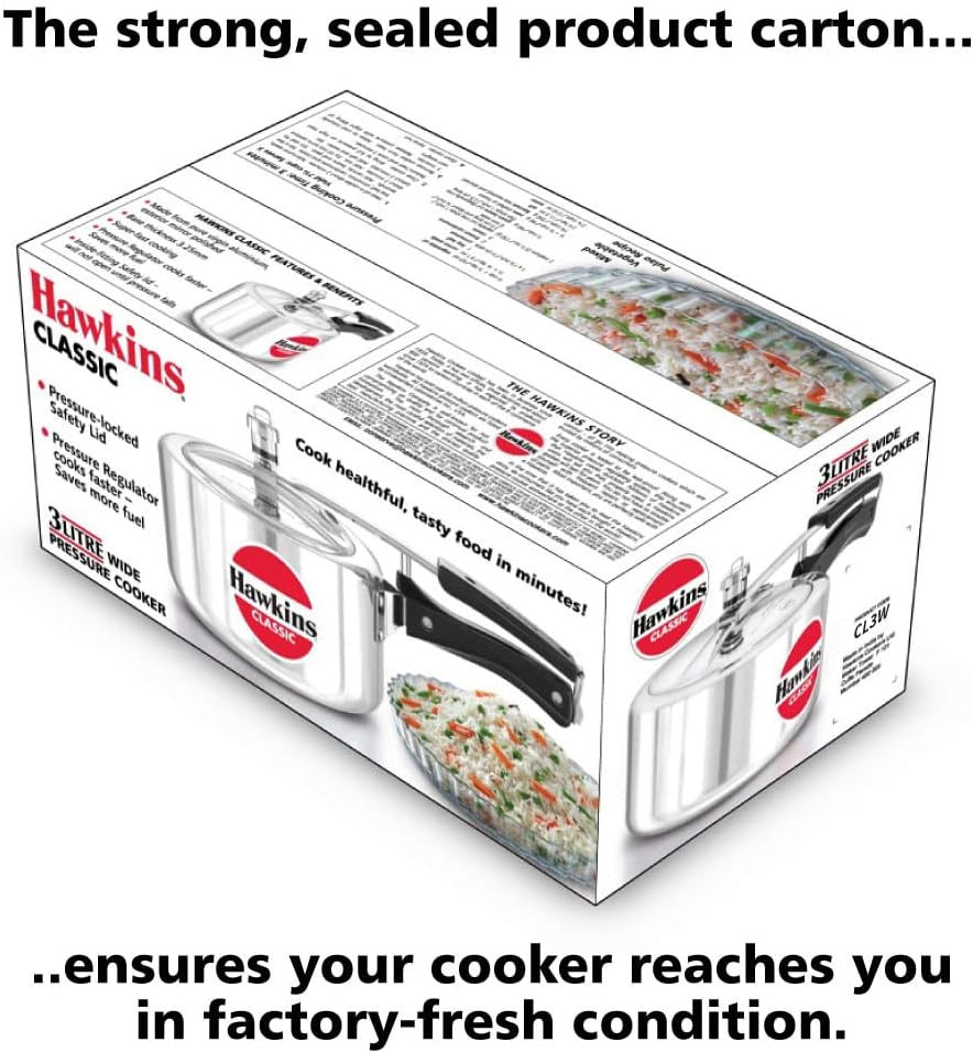 Hawkins Classic Pressure Cooker, Silver, Hawcl3W 3-Liter Wide Mouth image number 4