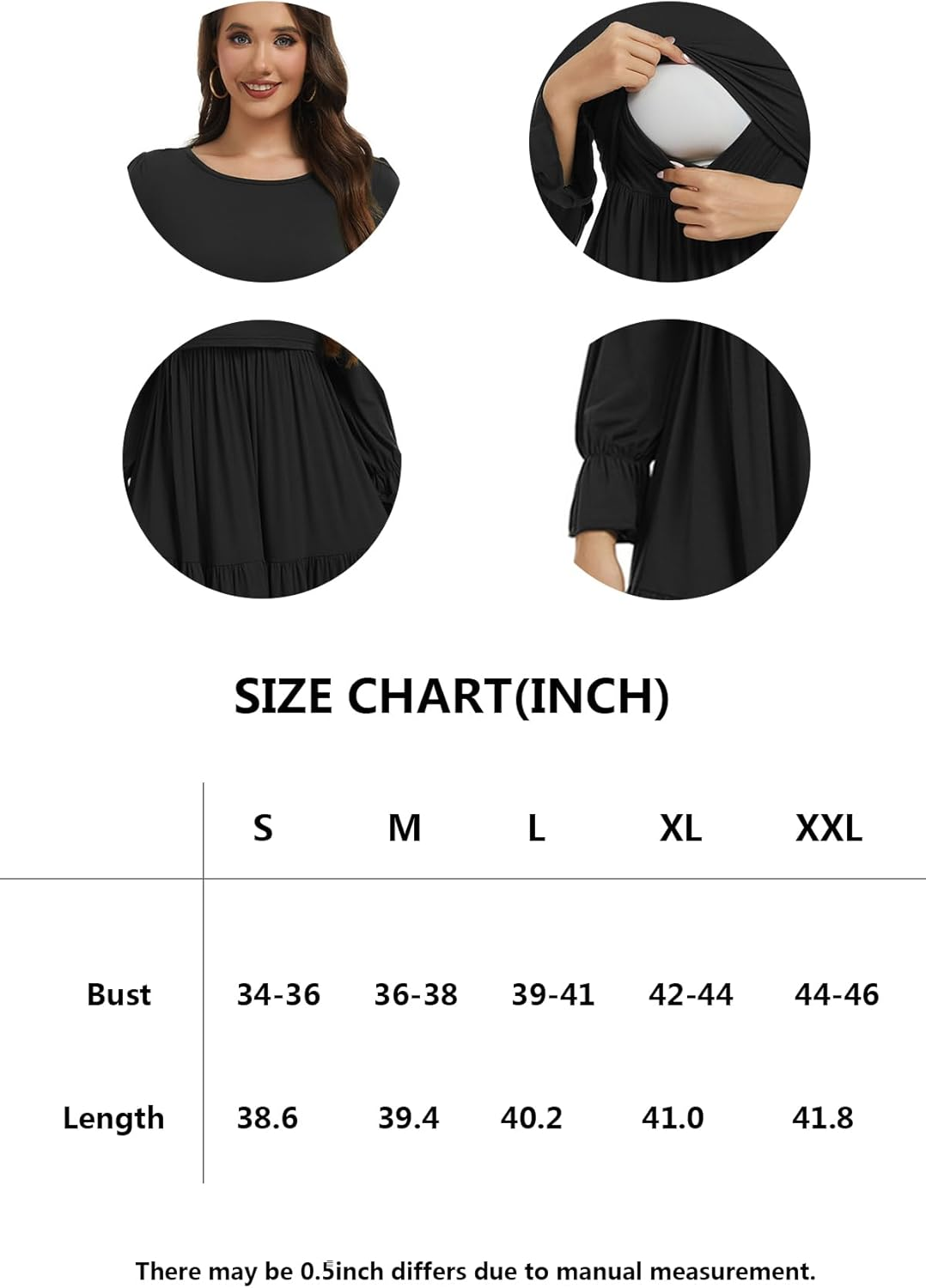 Smallshow Women'S Maternity Nursing Dress Long Sleeve Ruffle Breastfeeding Clothes image number 3