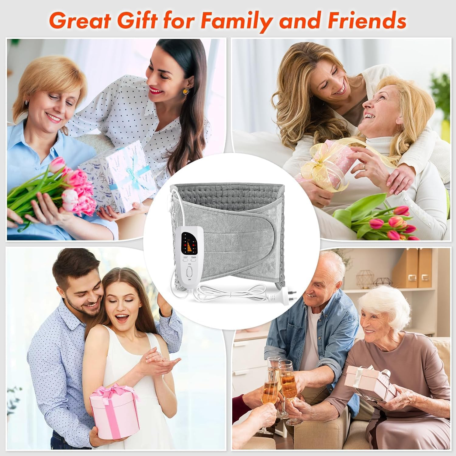 Heating Pad for Back Pain Relief, Koreal Electric Heating for Pad Period Cramps Menstrual, 30Cm X 60Cm with 76Cm Adjustable Belt, 6 Level Heat Setting 4 Level Timming Auto Shut Off image number 1