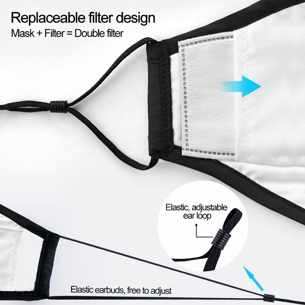 Dust Mask, Amazer Tec Activated Carbon Dustproof Mask, 2 Pcs Cotton Mask with 4 Extra Carbon Filters image number 3