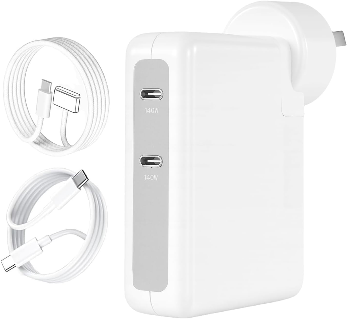 Laptop Charger for Macbook Pro 140W, 2-Ports 140W Fast Charger USB C Macbook Charger, Compatible with Mac Book Pro Air 16 15 14 13 Inch, M1 M2 M3 M4 Series, with 6.6FT Type C & Magnetic 3 Cable