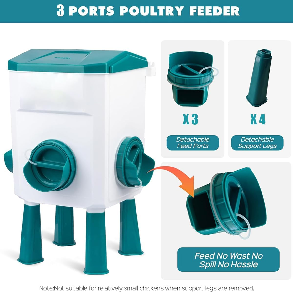 CLOUDSEASON Chicken Waterer Float Controlled for Continuous Water Large Capacity 12KG Auto Chicken Feeder and 11L Poultry Waterer with 145Cm Water Hose (One End 2Cm) image number 4