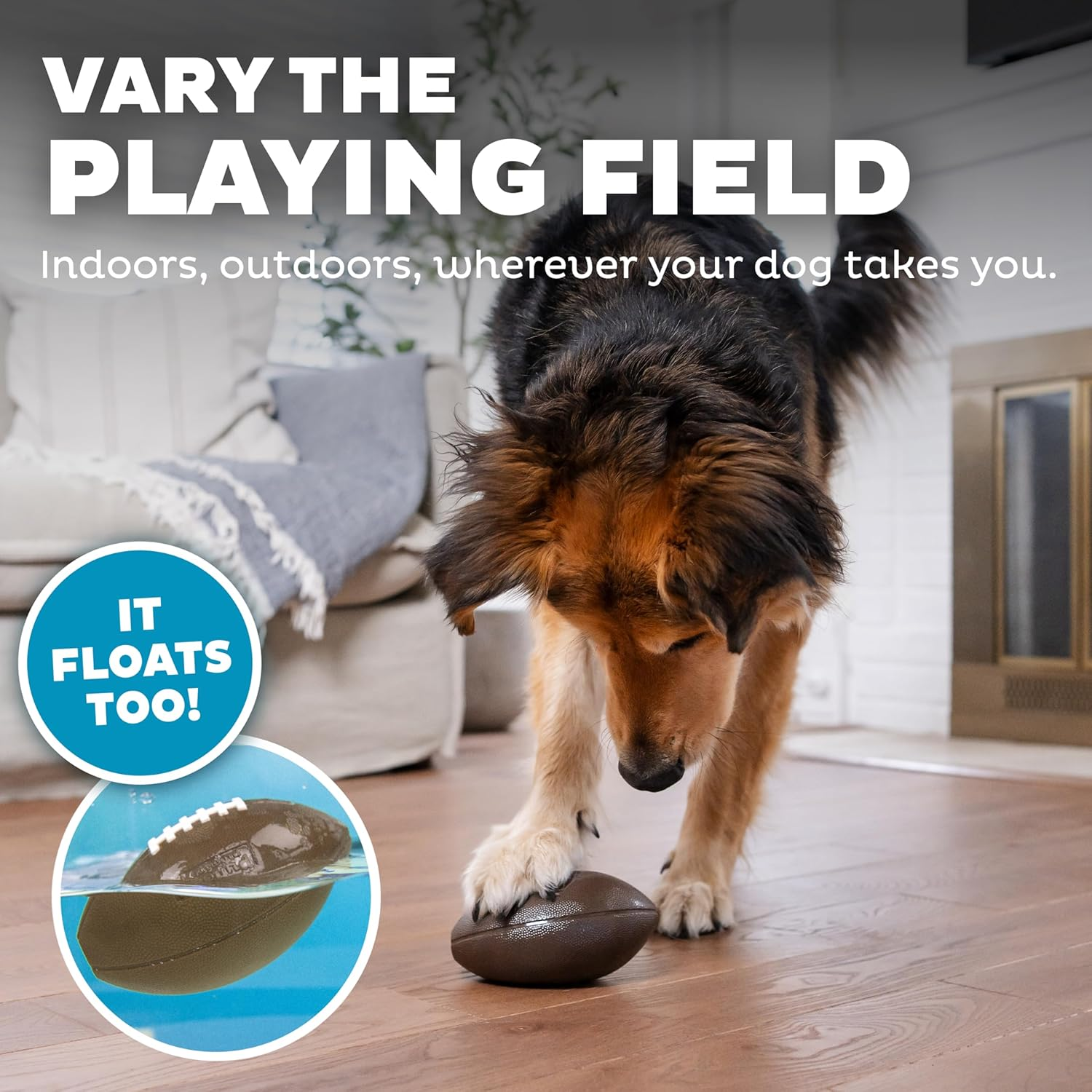 Outward Hound by Planet Dog Football, Durable Treat-Dispensing Dog Ball, Interactive Fetch Toy, Orbee-Tuff, Mint Scented, Bpa-Free, for Indoor & Outdoor Play, Brown