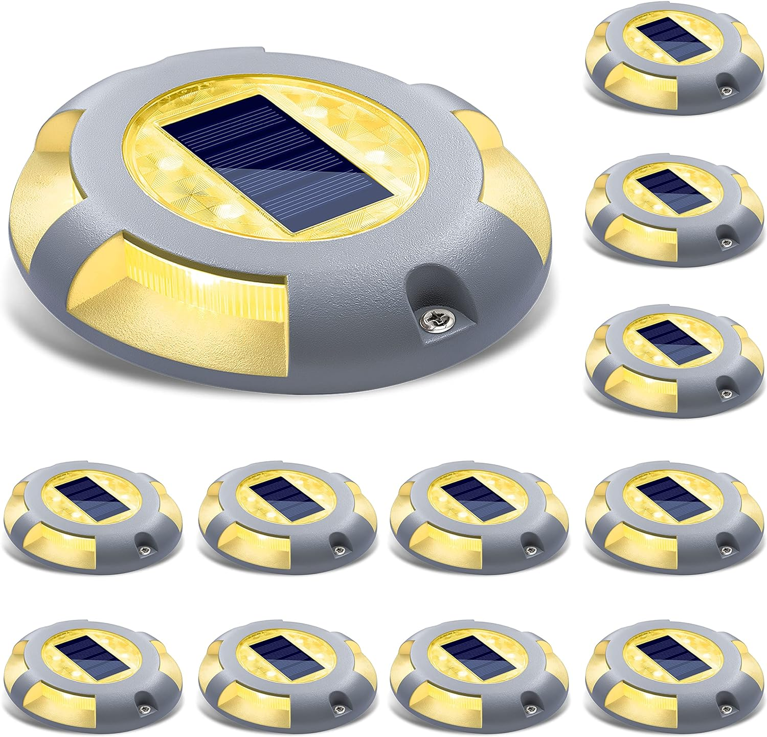 Siedinlar Solar Deck Lights Solar Lights Outdoor Blue LED Light Waterproof Garden Decor for Garden Driveway Pathway (4 Pack)