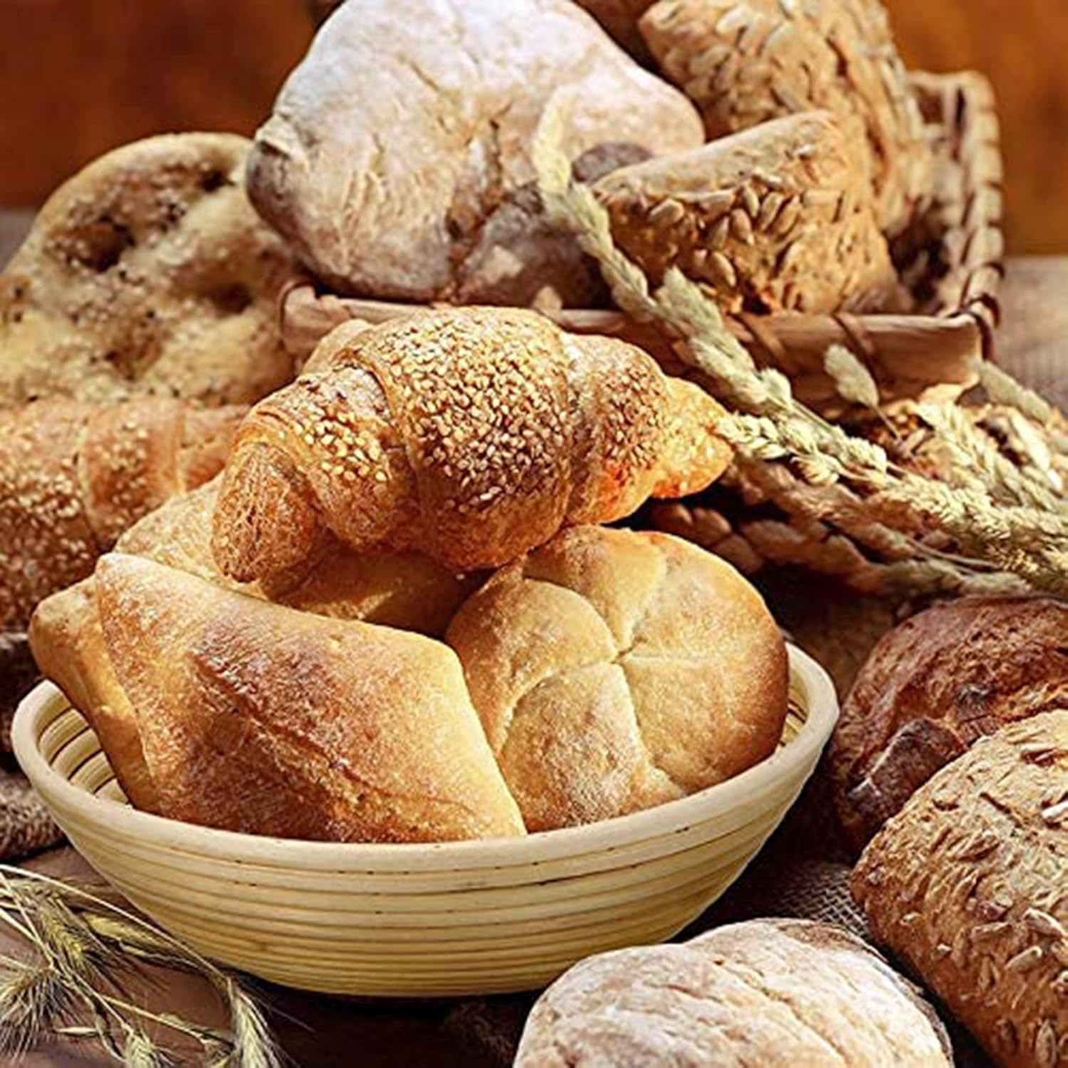 2Pcs 5" Banneton Proofing Basket round Bread Brotform with Liner Eco-Friendly Natural Rattan for Professional & Home Bakers image number 3