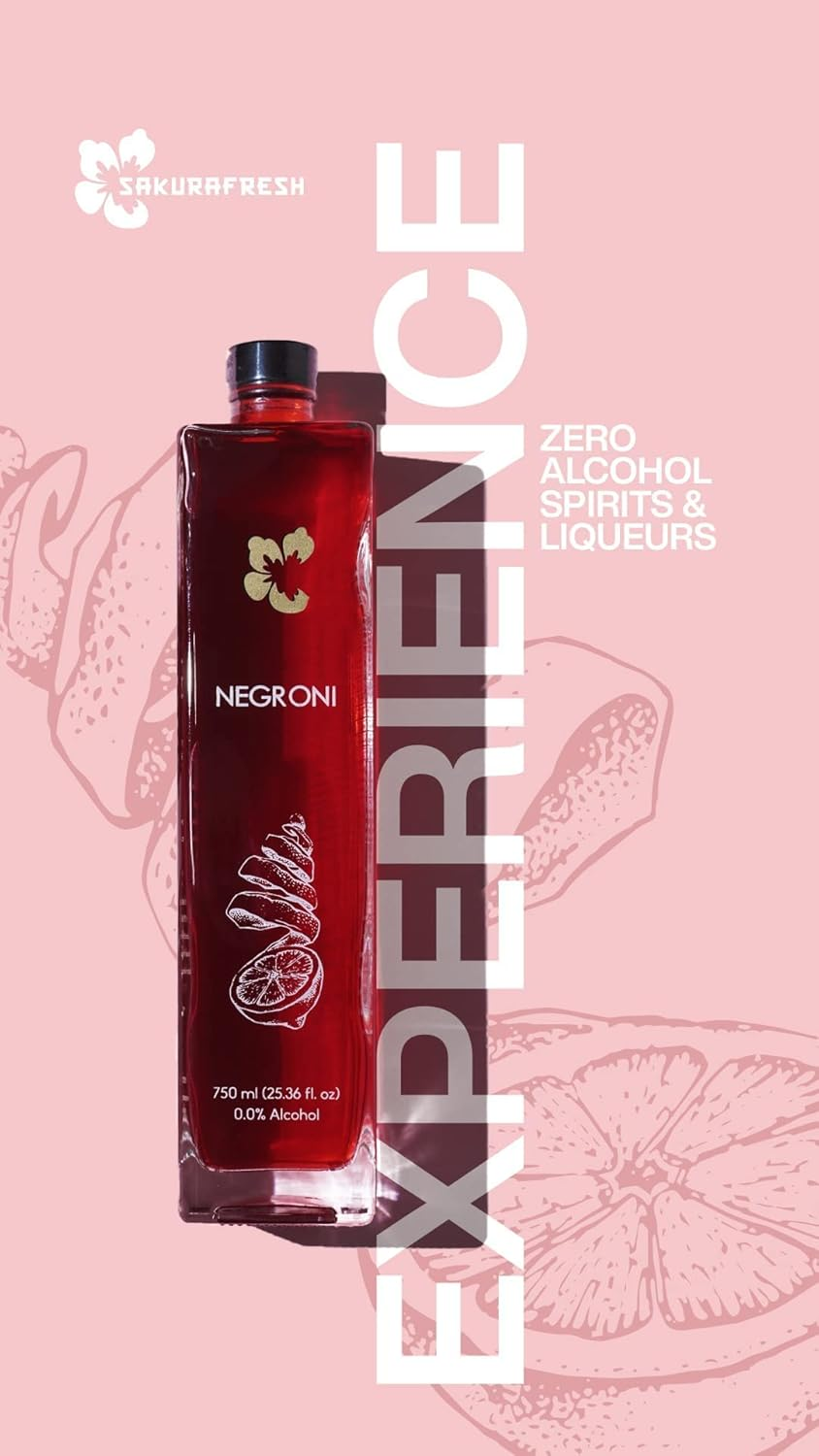 Sakurafresh Negroni | Zero Alcohol Italian Cocktail| Awards Winning - Five Global Medals |All Natural Botanicals Extract | Use in Negroni Frappe, Oaxacan Negroni, Negroni Garibaldi or Boulevardier Cocktails | Drink as Straight Pour or in Cocktails image number 1