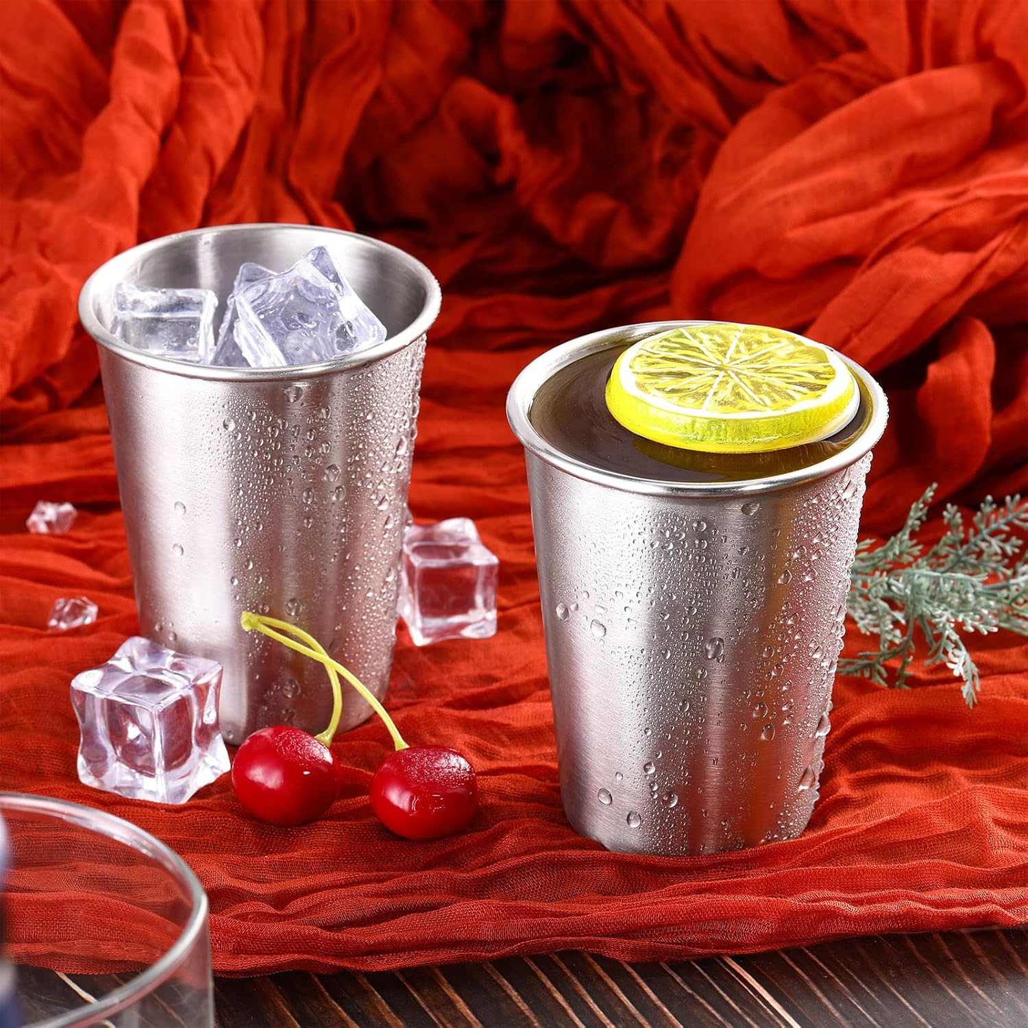 Baderke 16 Pack Stainless Steel Cups for Kids and Adult Pint Tumbler Metal Cups Stackable Tumbler Shatterproof Metal Drinking Glasses for Travel Outdoor Camping(10 Oz/ 300 Ml) image number 6