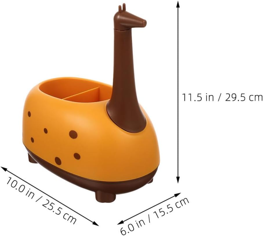 HYTROVE Cartoon Giraffe Pen Holder Desk Organizer Multiple Compartments for Classroom and Office Supplies Cute Storage for Pens and Stationery Adorable Kawaii Decor image number 6