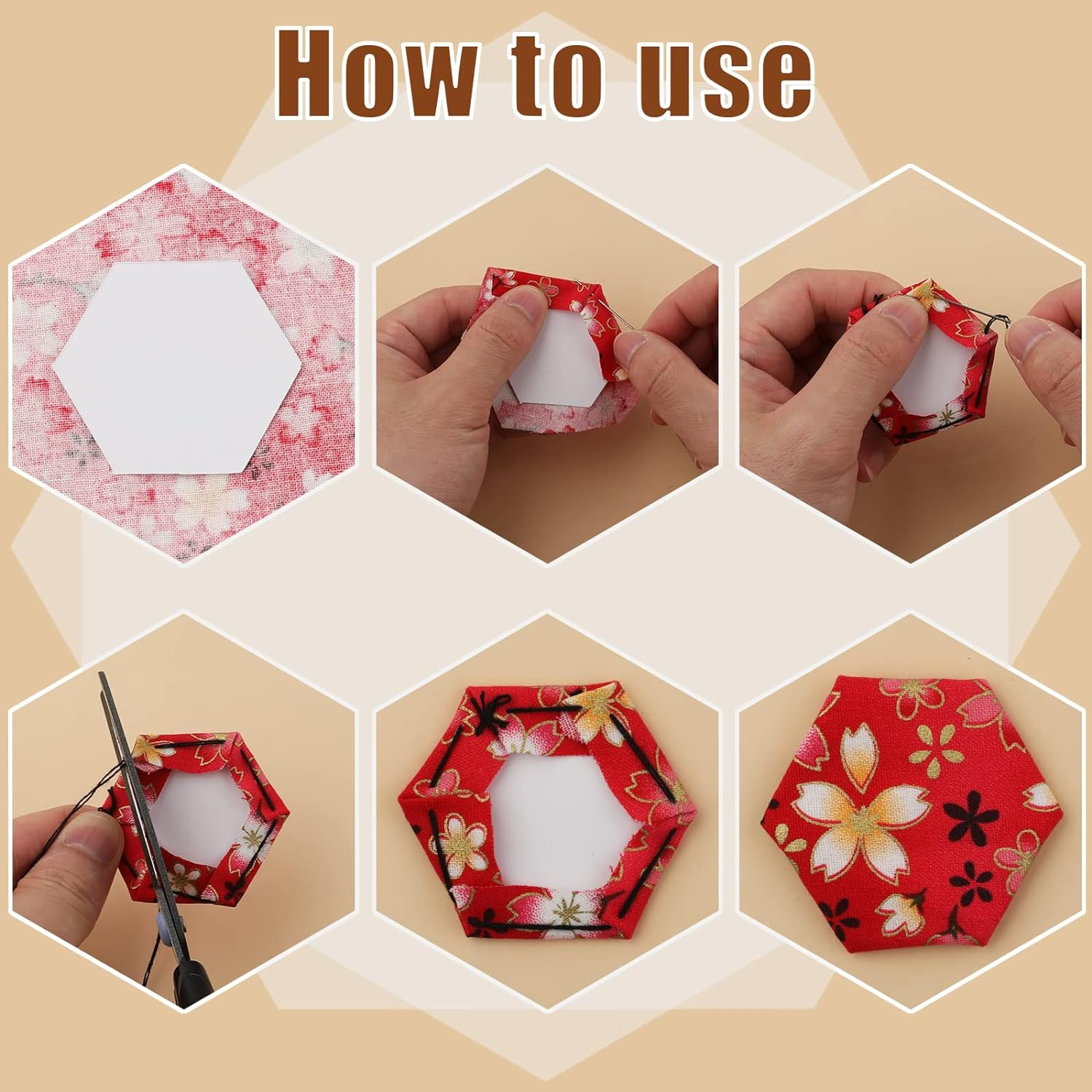 300Pcs Hexagon Paper Piecing Template, 1 Inch Paper Piece Templates Hexagon Paper Piecing Shapes for Quilting Supplies for Splicing Patchwork