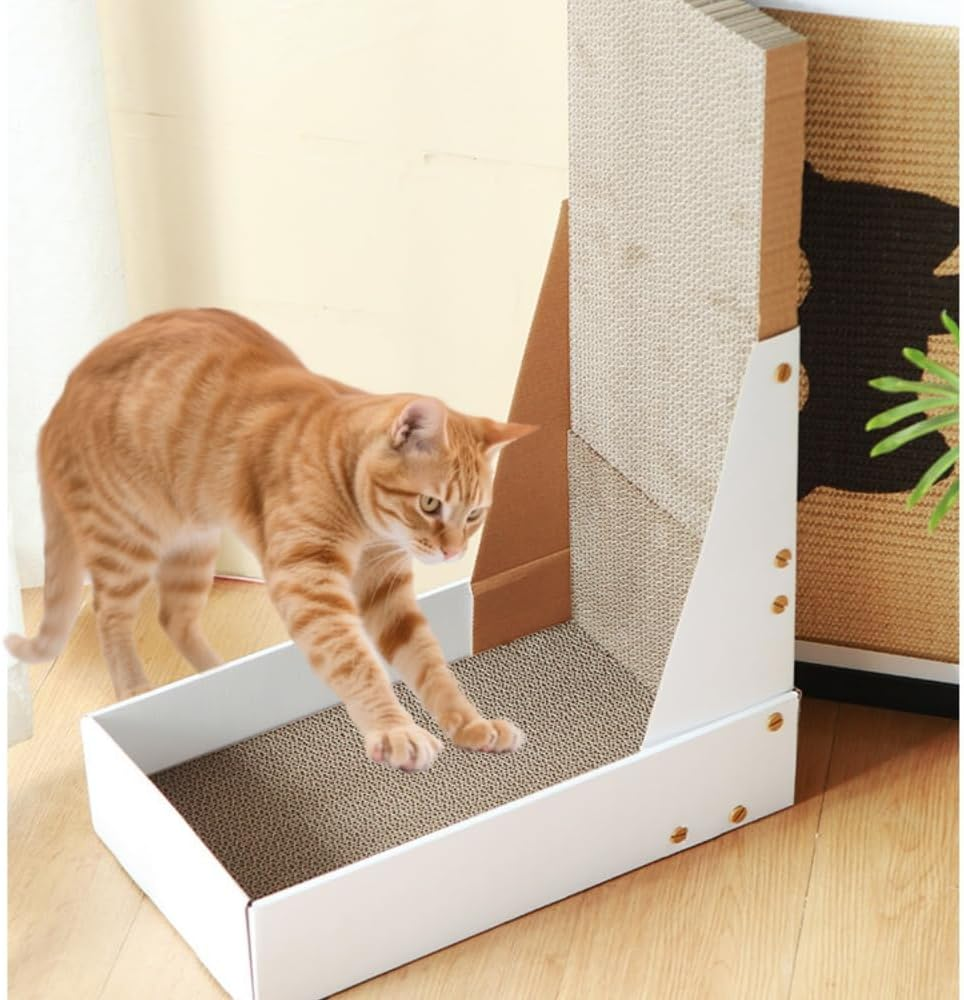LOS ANDES Vertical Cat Scratcher, 60Cm/23.6Inch L Shape Scratching Pad for Indoor Cats, Scratching Board with Catnip, Durable Cardboard to Protect Furniture image number 1