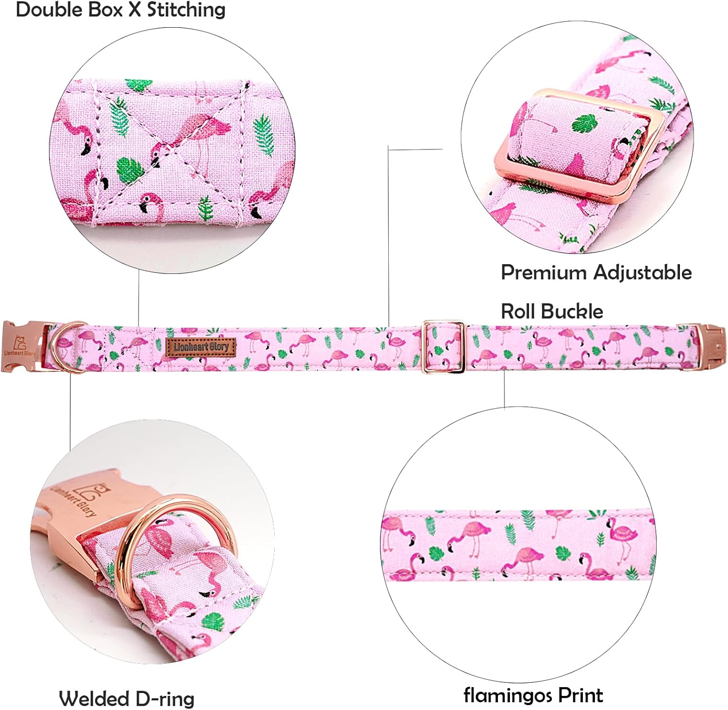 Lionheart Glory Pink Dog Collar Peach Dog Collar Girls Soft Durable Adjustable Puppy Gift Collar Spring Collar Dog Cute Dog Collars image number 4