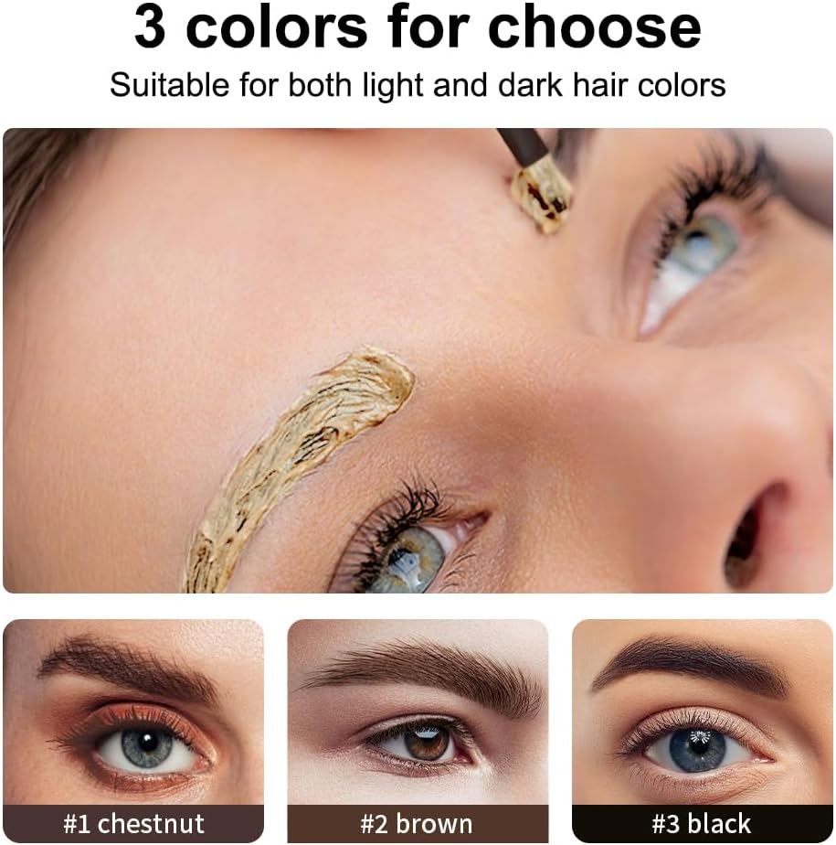 2-In-1 Eyebrow Lamination Kit Brow Lash Lift Kit and Eyebrow Tint Waterproof Semi Permanent Color with Natural Looking Lift Salon Quality Results at Home, 4-6 Week Lasting Effect (Black, #3)