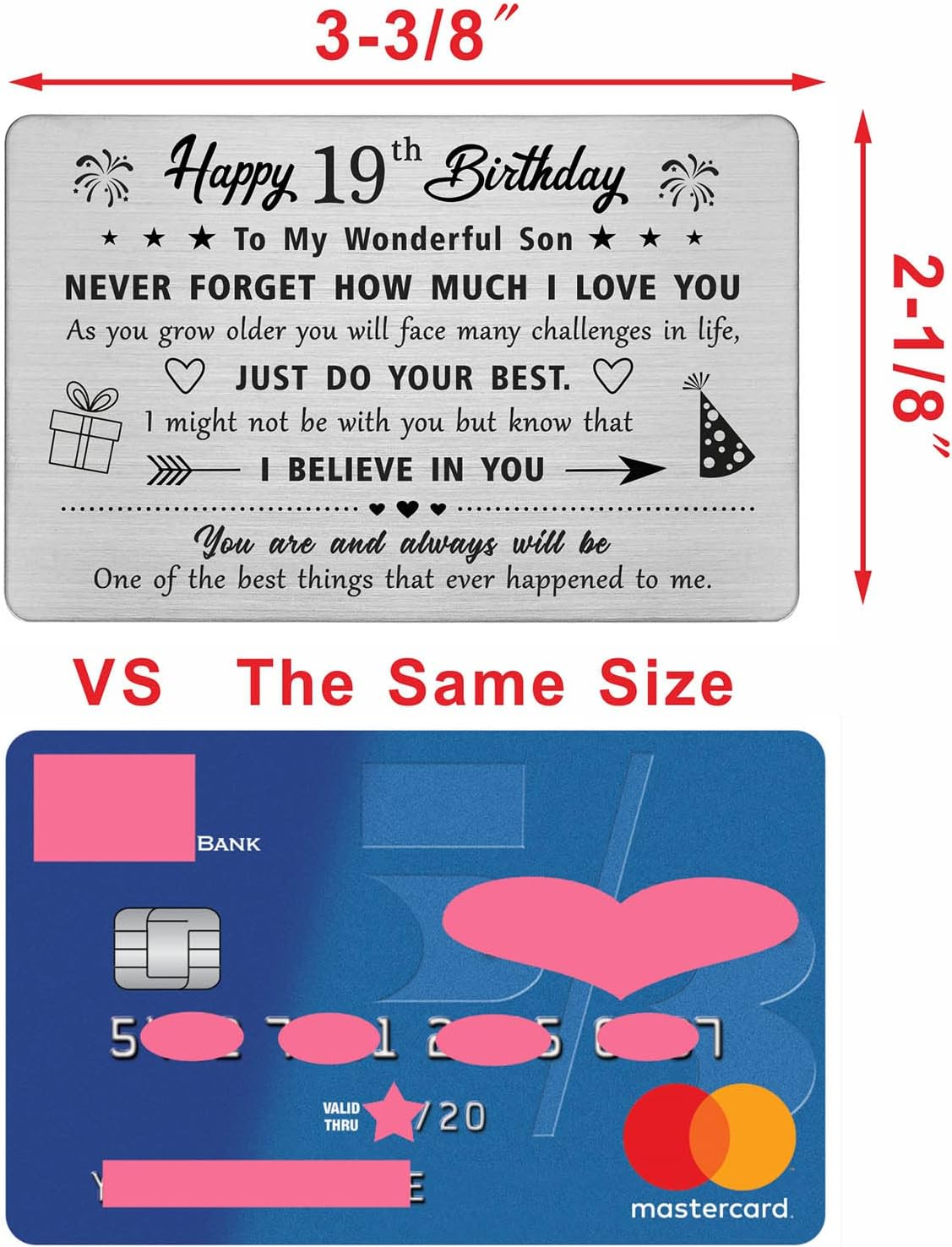Son 19Th Birthday Card, Birthday Gifts Card for 19 Year Old Son, Metal Engraved Wallet Card image number 3