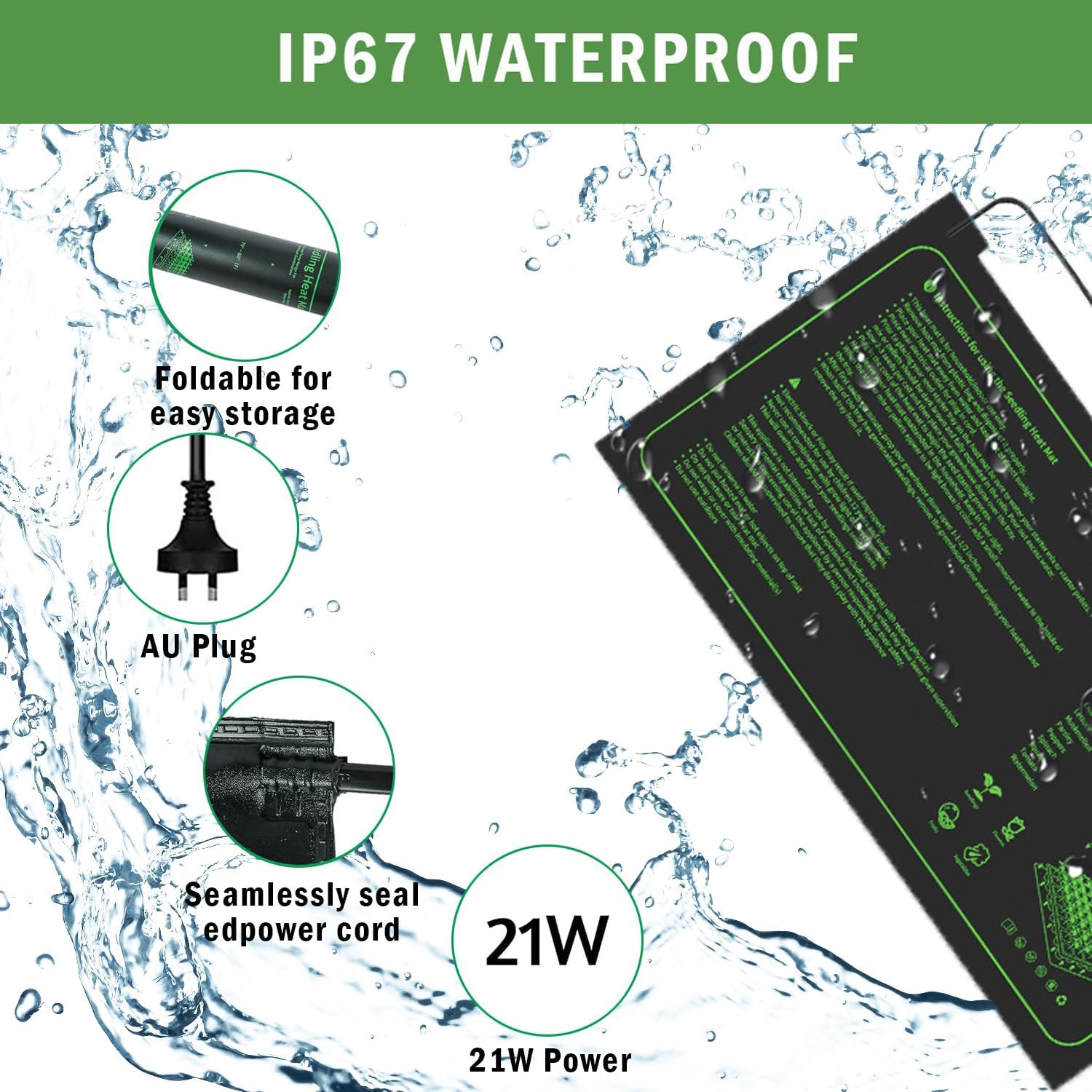 Seedling Heat Mat for Seed Starting,2 Pack 10" X 20.75" Waterproof Heating Pad for Indoor Plants Germination image number 6