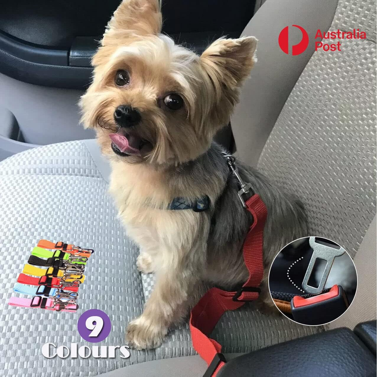 AIMALL Adjustable Pet Dog Safety Car Vehicle Seat Belt Harness Lead, Nylon Seatbelt for Dogs and Cats, 33.5-63.5Cm (13-25 In), 8 Colours, Durable and Bite-Proof - Blue image number 5