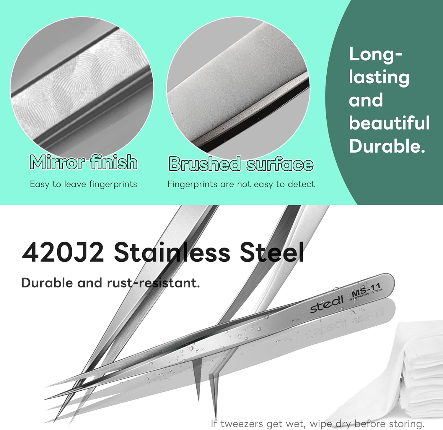 Precision Tweezers Set, Upgraded Anti-Static Stainless Steel of Tweezers image number 5