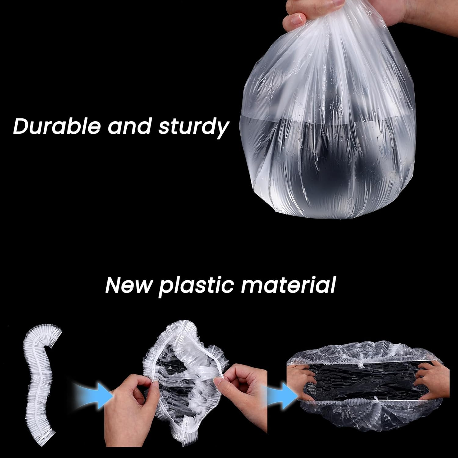 10 PCS Oversized Disposable Plastic Shower Cap, Large Lengthen Elastic Waterproof Bath Caps Clear Thick Plastic Shower Cap for Long Braids, Dreadlocks Locs Hair Treatment image number 4