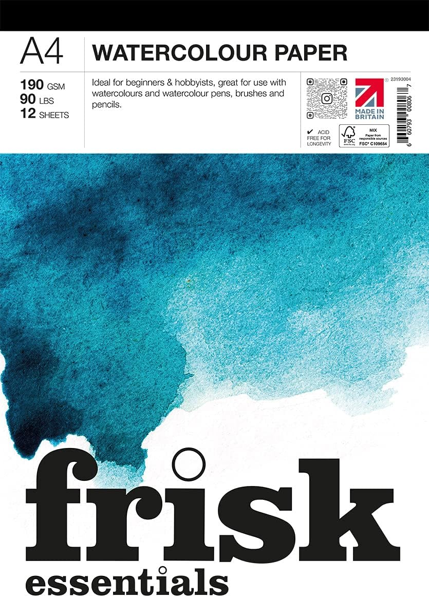 Frisk 24019004 Essentials Watercolour Paper Pad, A4, White image number 3