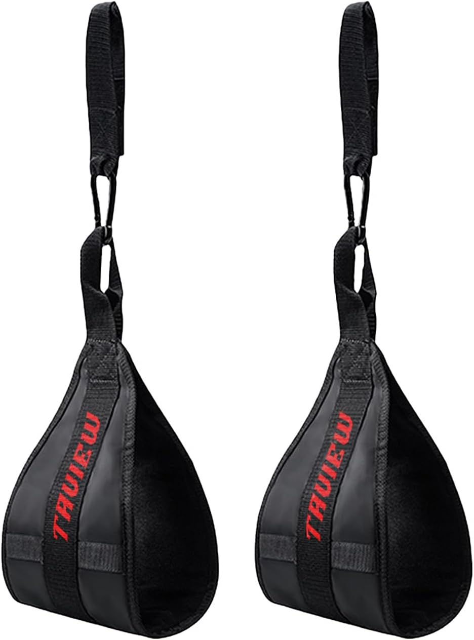 Abdominal Slings Portable Pull up Bar Hanging Leg Raiser Fitness (Black, 1 Pair) image number 5