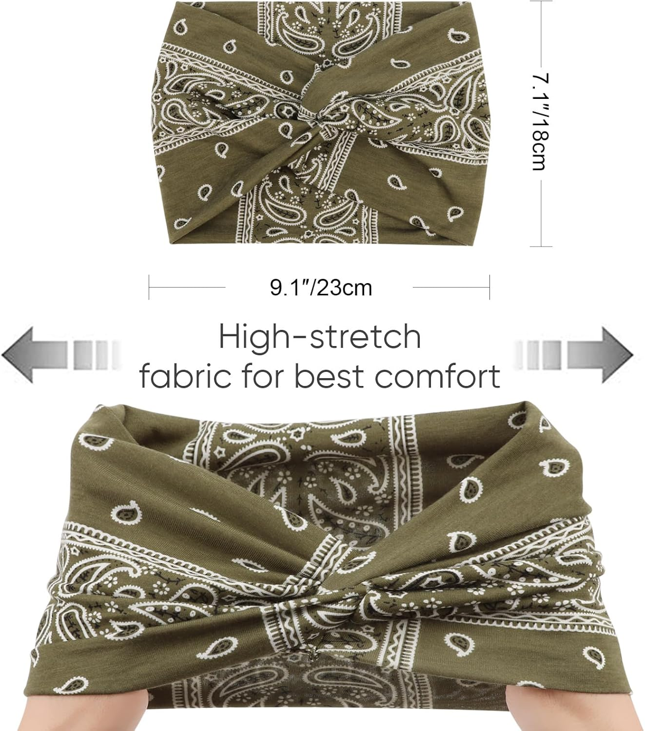 DRESHOW 8 Pack Adjustable Knotted Headbands Cotton Elastic Non Slip Hair Bands Floral Yoga Headbands for Women, 08 PCS: Printed Turbans C - 08 Pcs: Solid Color A image number 7