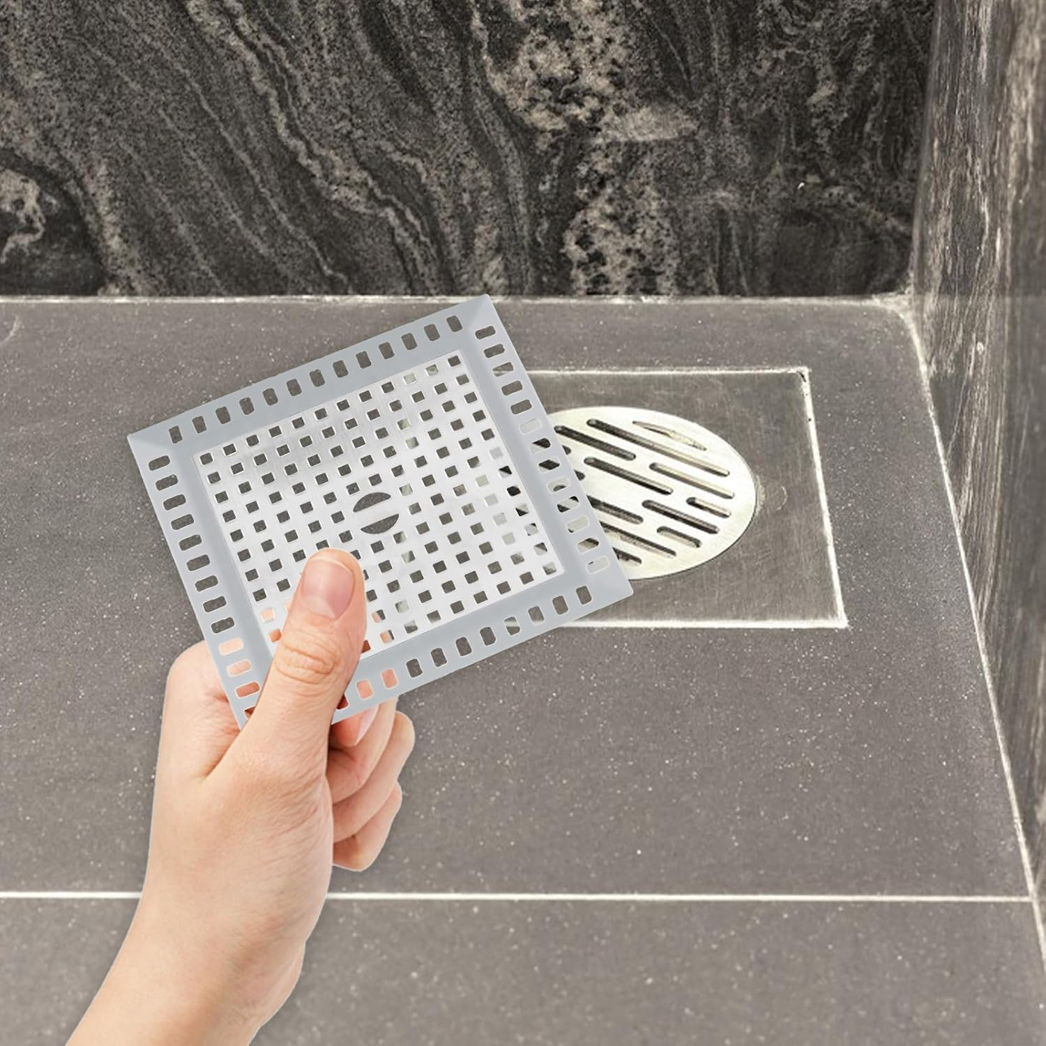 2 Pcs Shower Drain Strainer Hair Catcher 4.8Inch Stainless Metal Silicone Strainer Filter Cover Protector Bathtub Stopper for Bathroom Kitchen Floor Drain image number 1