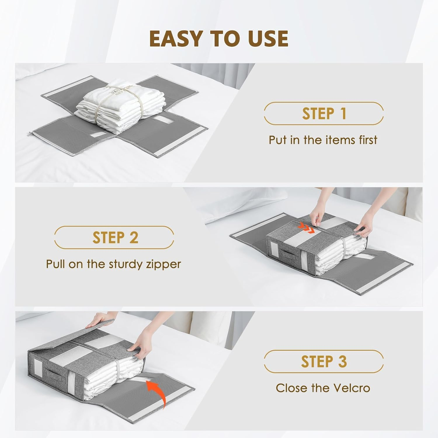 4 Pack Bed Sheet Organizers and Storage, Linen Closet Organizers and Storage, Sheet Folder Organizer with Window and Label, for Bedding Sheets, Covers, Pillowcase and Blanket image number 6