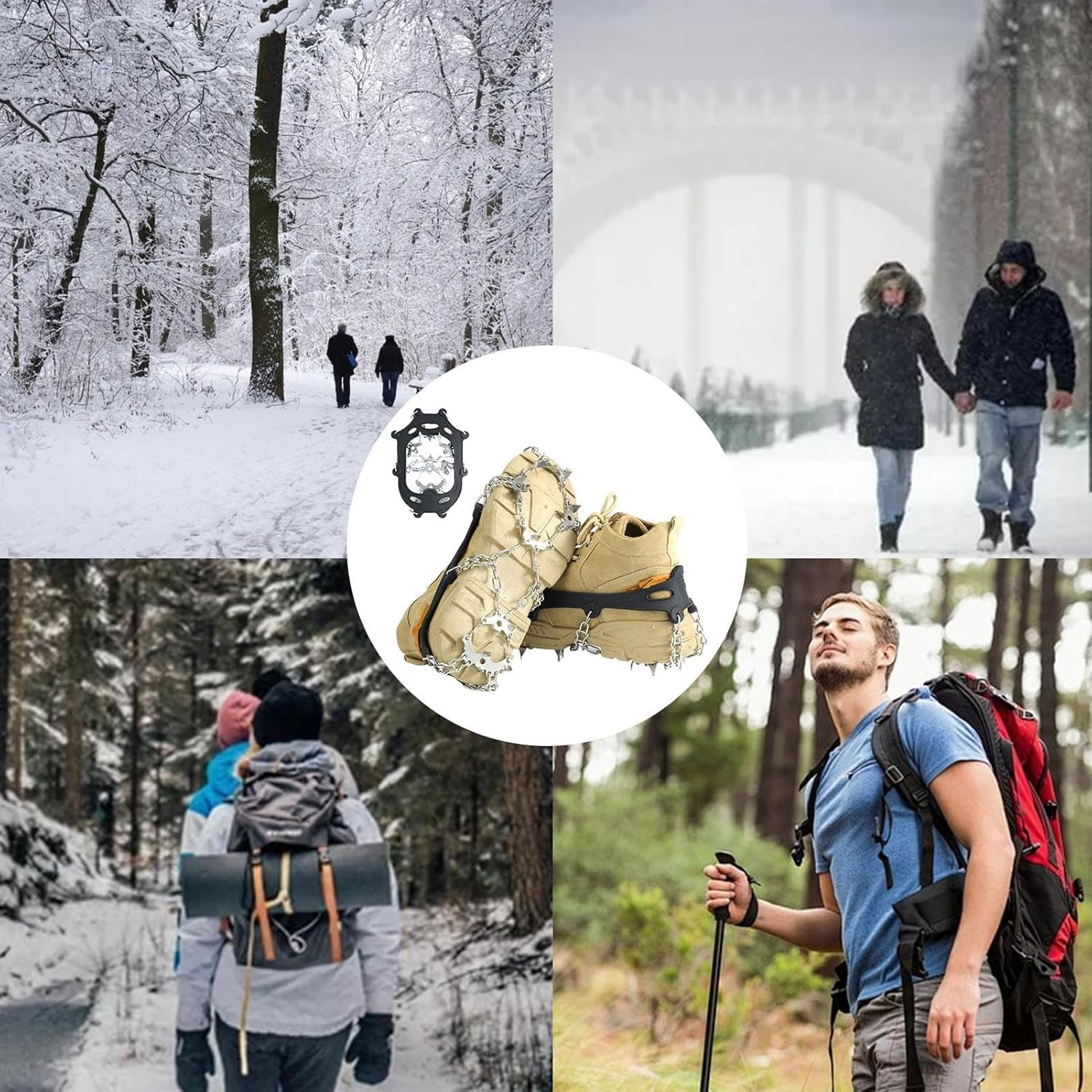 Ice Cleats | Snow Boot Covers 19 Stainless Steel Spikes Shoe Spikes | Slip Snow Spikes Shoes Cover for Winter ICY or Muddy Terrain Teenagers, Adults, Seniors - 19 Teeth (Xl Code) image number 3