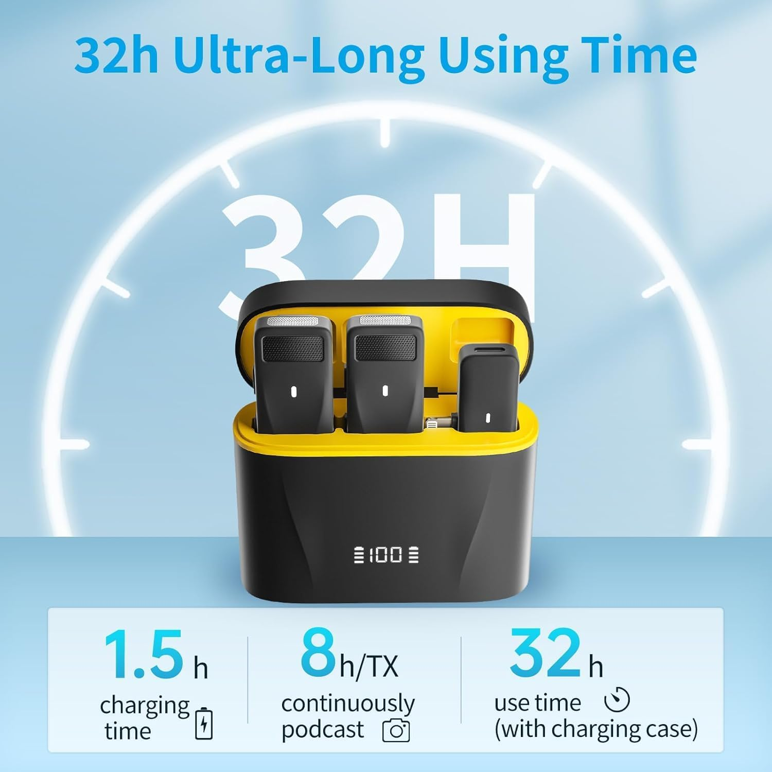 Mini Wireless Lapel Lavalier Microphone for Android, Iphone 15 16 Pro Max - 2 Pack, 32H Battery, Noise Canceling - USB C Microphone, Clip on Iphone Microphone for Video Recording image number 1