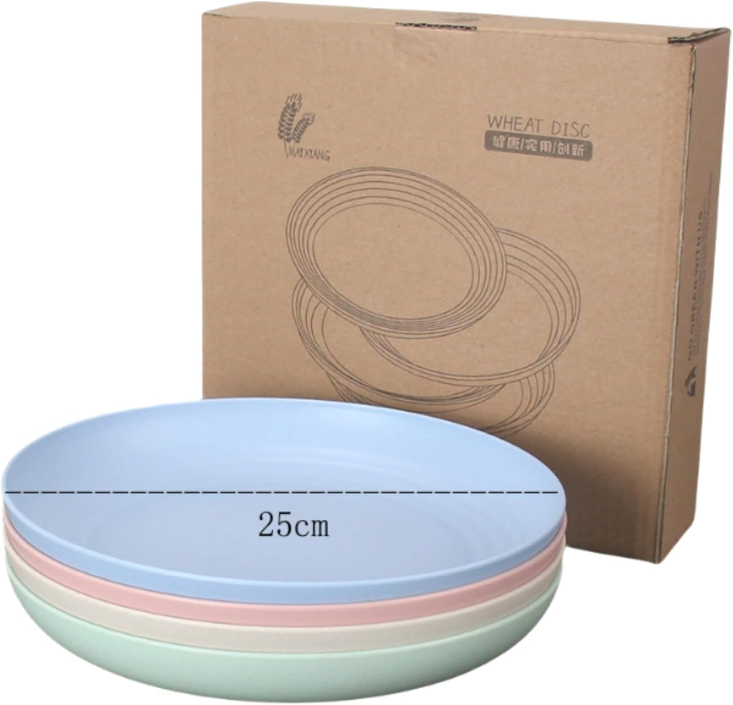 4 Pack Wheat Straw Plates Reusable Dinner Plates, Durable & Lightweight, Perfect for Home, Parties, Camping, and Outdoor Use Dishwasher Safe (25CM 9.8IN) image number 2