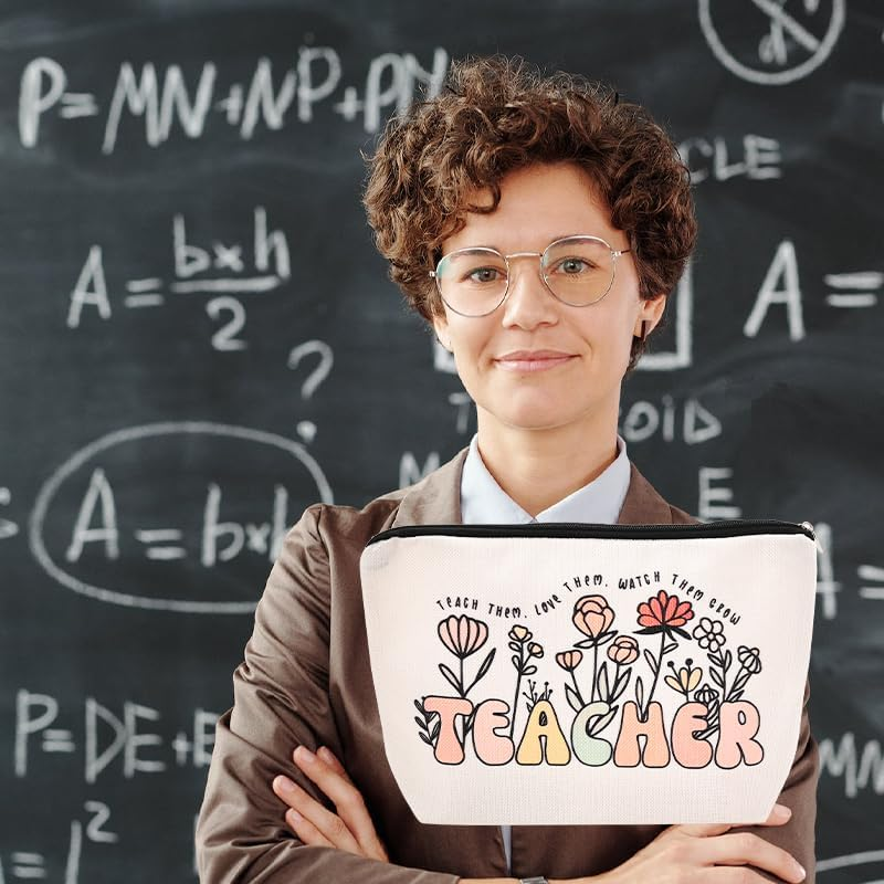 Teacher Floral Cosmetic Bags Women Appreciation Birthday Thank You Gifts for Teachers from Students Makeup Bag for Retired Staff Coworker - Best image number 7