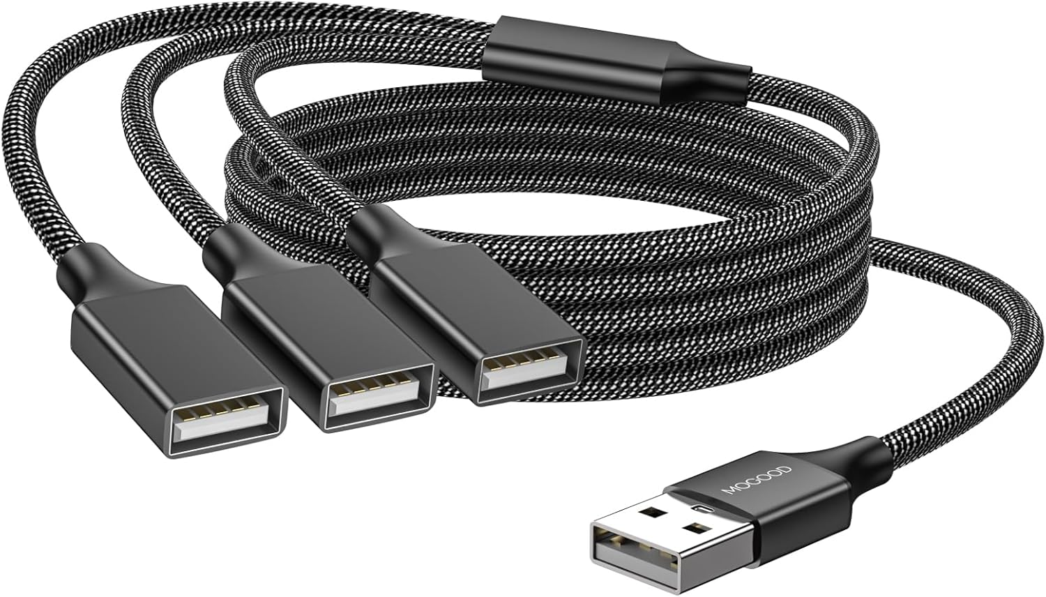USB 3 Port Splitter Cable, MOGOOD USB Type B Splitter 1 Male to 3 Female USB 2.0 Adapter Power Cord Extension Hub for Charging/Data Transfer/Laptop/Mac image number 6