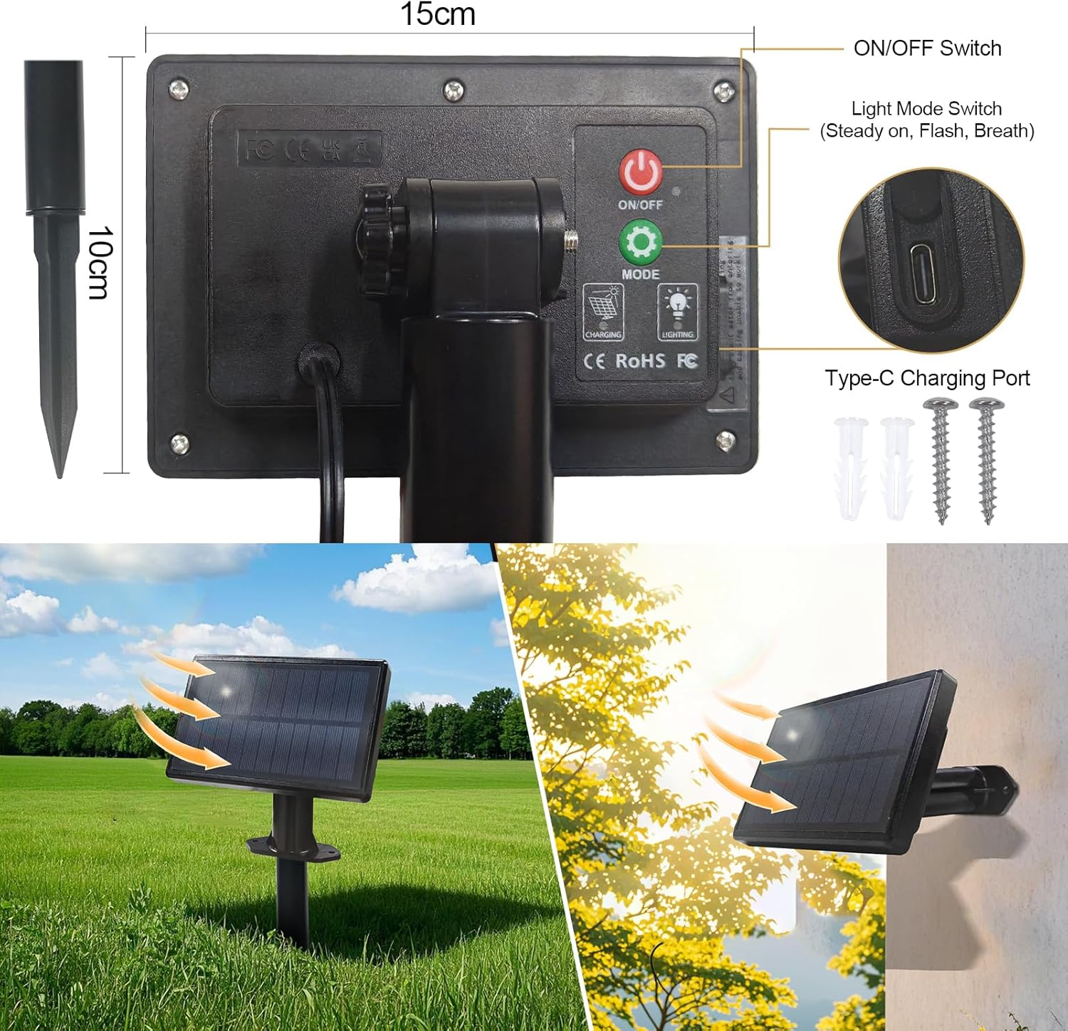 Spacelumen 15M Outdoor Festoon Lights Solar Powered, outside Patio String with 3 Modes & 17+1 ST38 Edison Bulbs Shatterproof, Solar String Lights Outdoor Garden for outside Garden Backyard image number 2