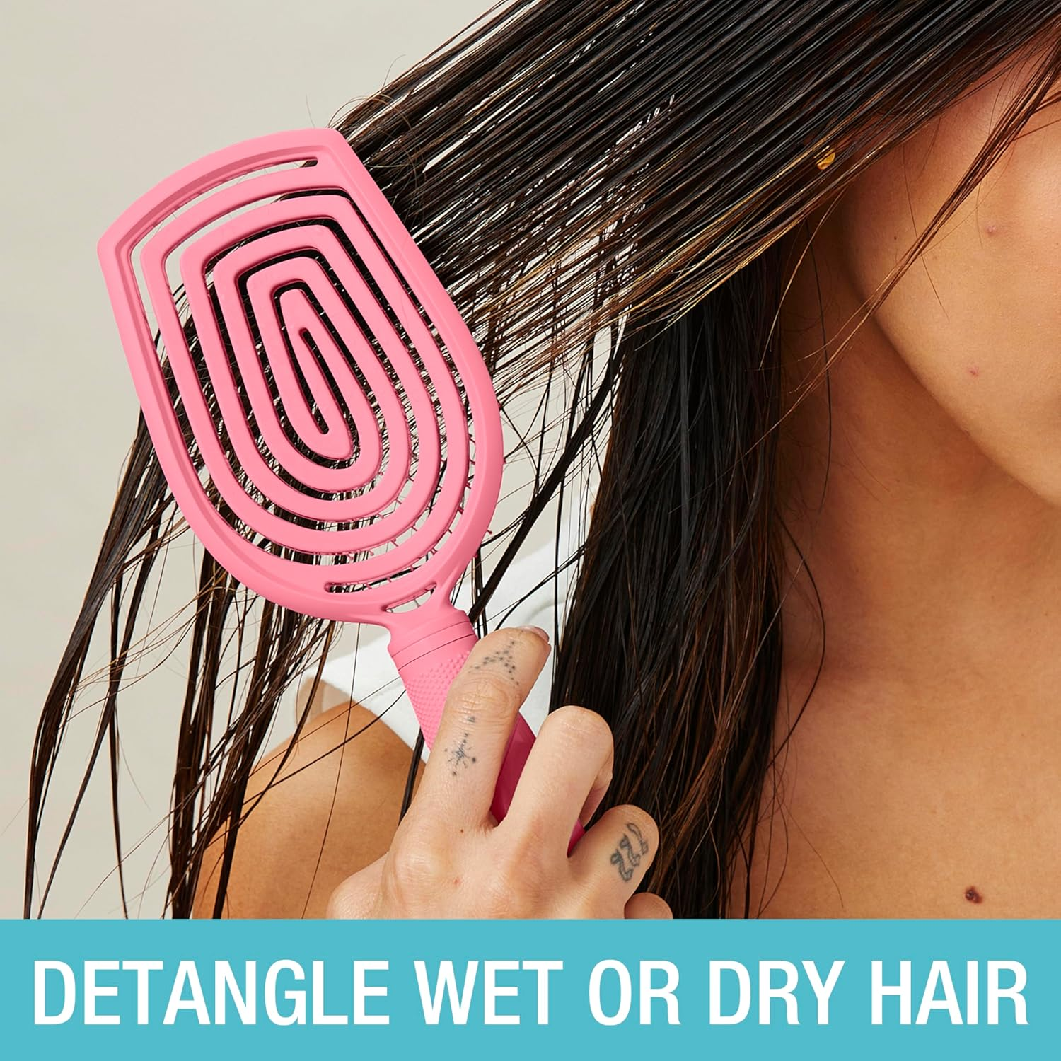 Conair Scalp Care Detangling Hairbrush - Curly Hair Brush - Scalp Massager - Hairbrushes for Women & Men - Detangler for All Lengths and Types - Can Use Wet or Dry - Pink Pulse image number 5