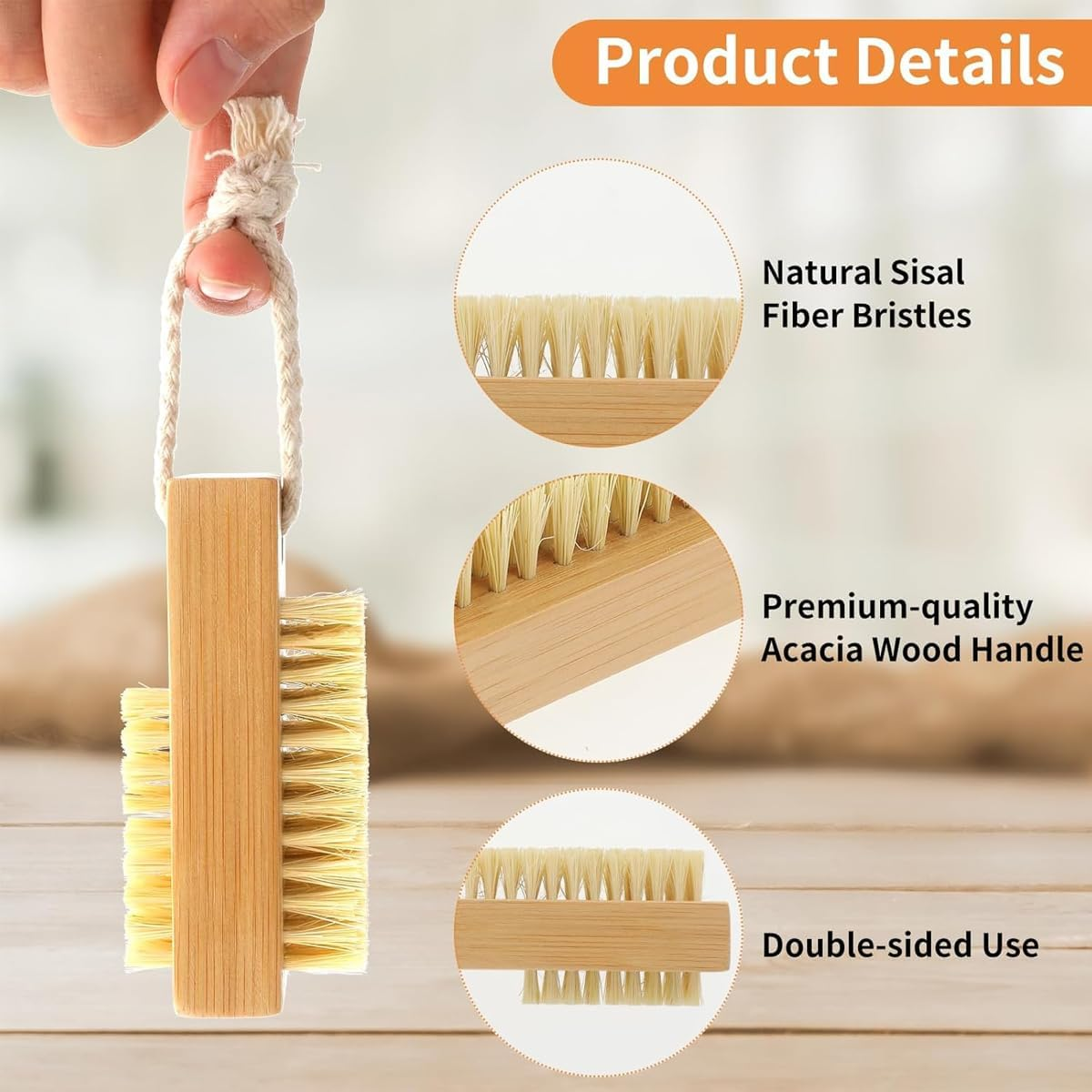AIMALL 2Pcs Bamboo Sisal Nail Brush Beech Wood Bristle Cleaning Brush, Eco-Friendly Nail Tools for Hand and Nail Care, Natural Bamboo Nail Brushes image number 3